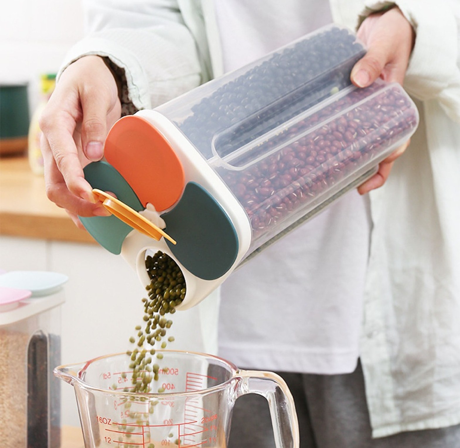 4-in-1 Airtight Kitchen Storage Container 2L – Multi-Grain Dispenser for Organized Pantries image