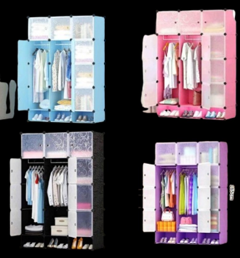  3-Column Portable Plastic Wardrobe.  image