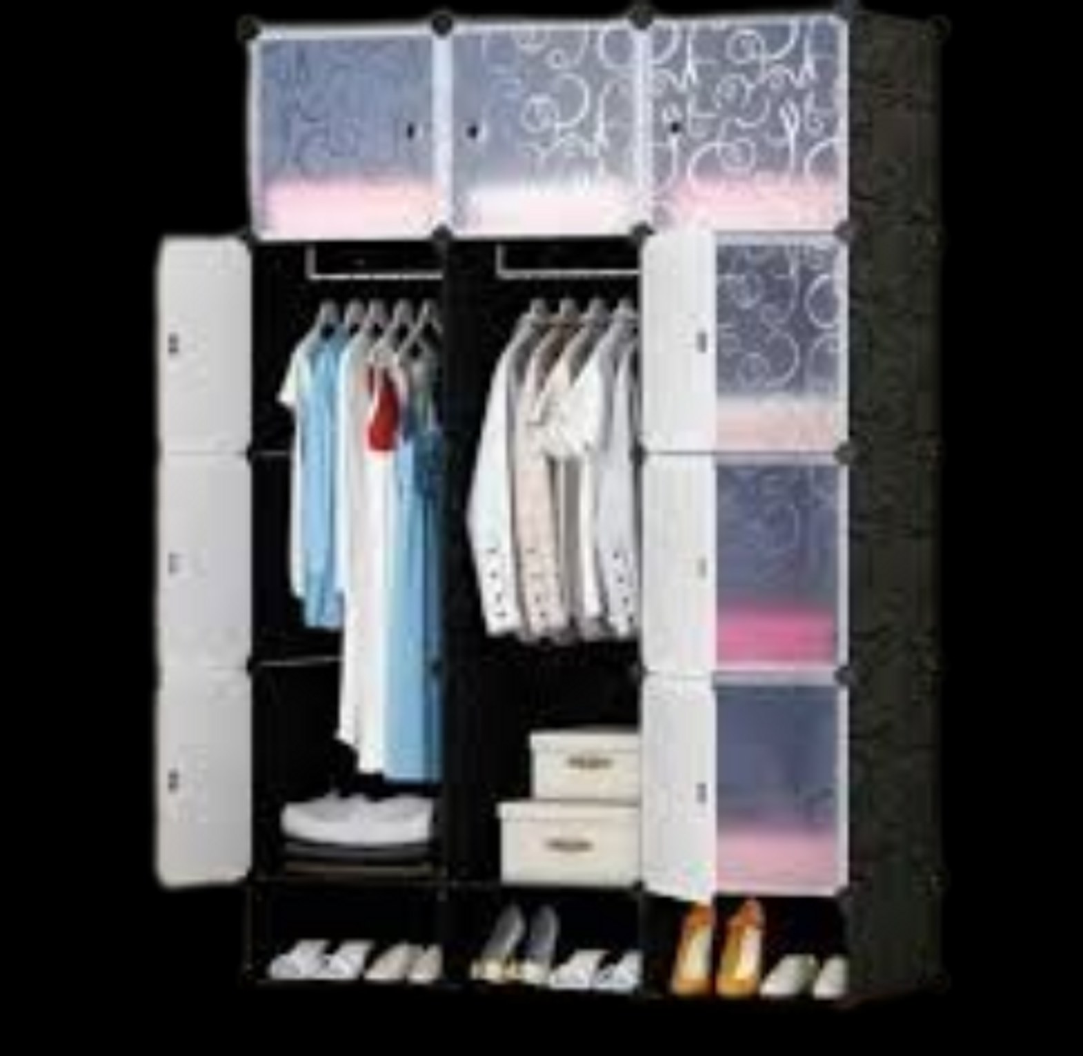 3-Column Portable Plastic Wardrobe.  image