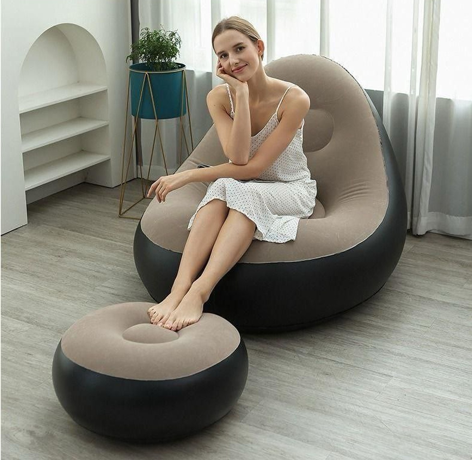 Inflatable Lazy Sofa with foot step image