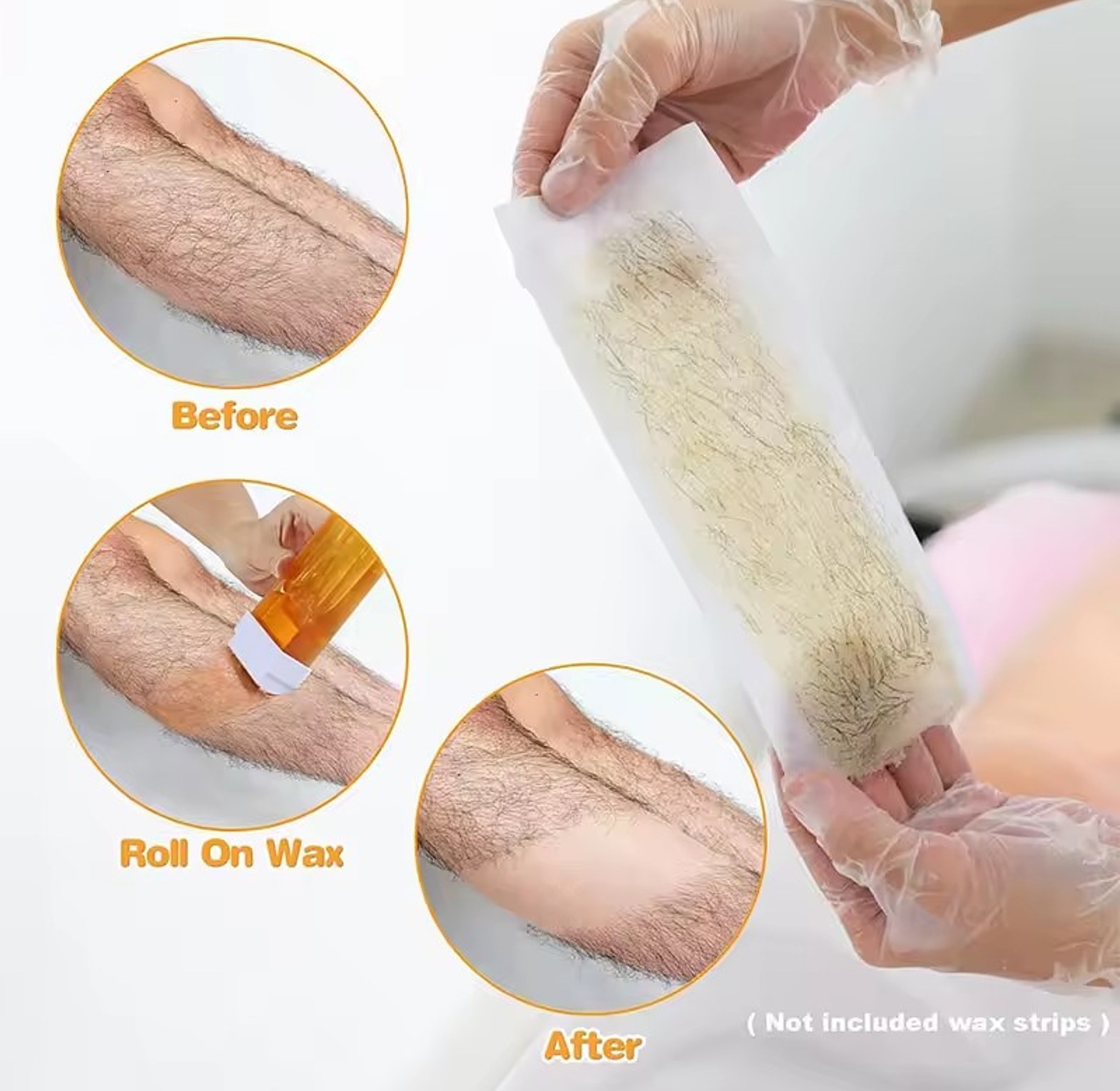3-in-1 Roll On Waxing Kit Hair Removal Wax Warmer Heater & 100 Pcs Strips image