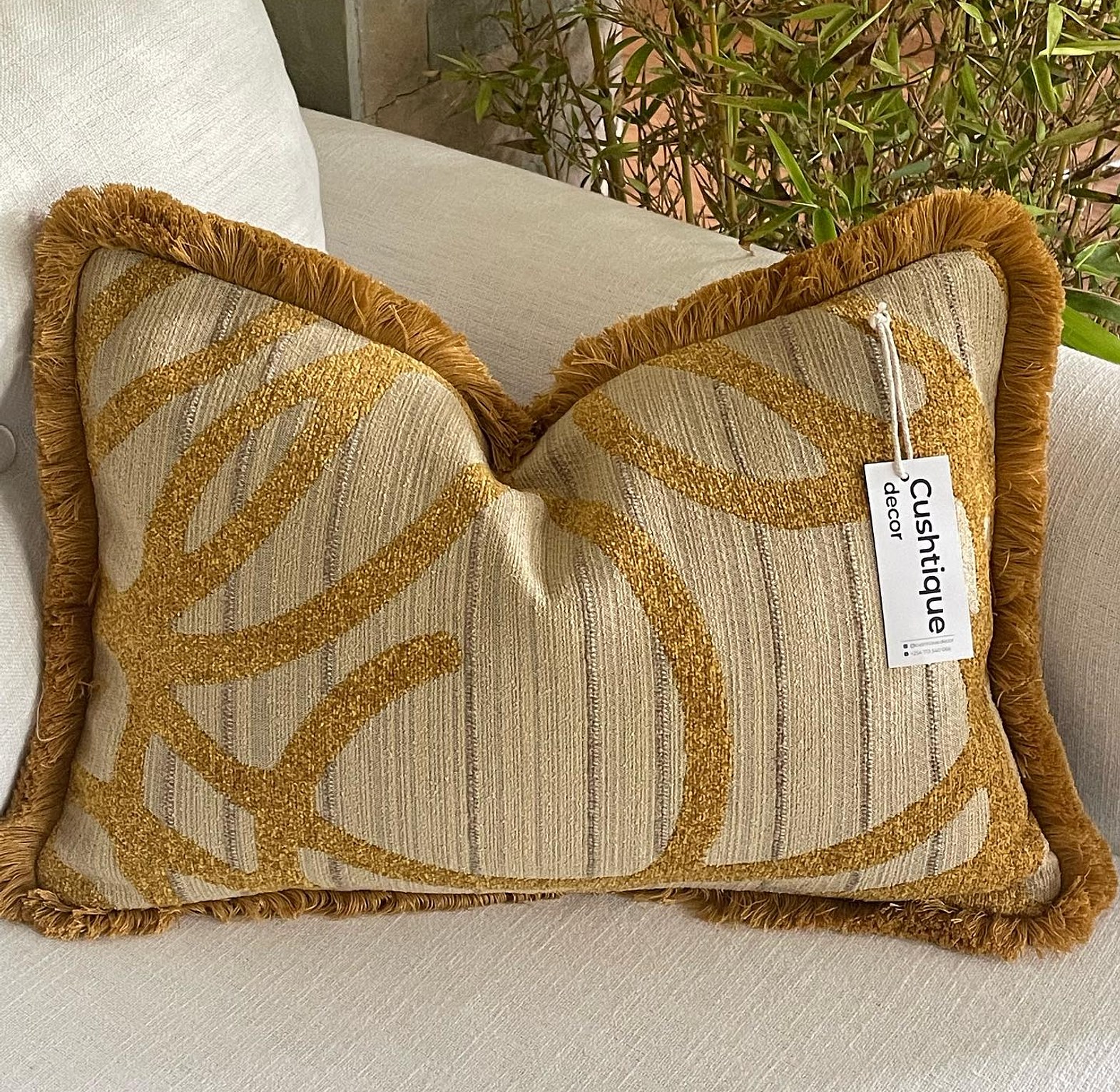 Vine Cushion paired with brushed fringe trim image