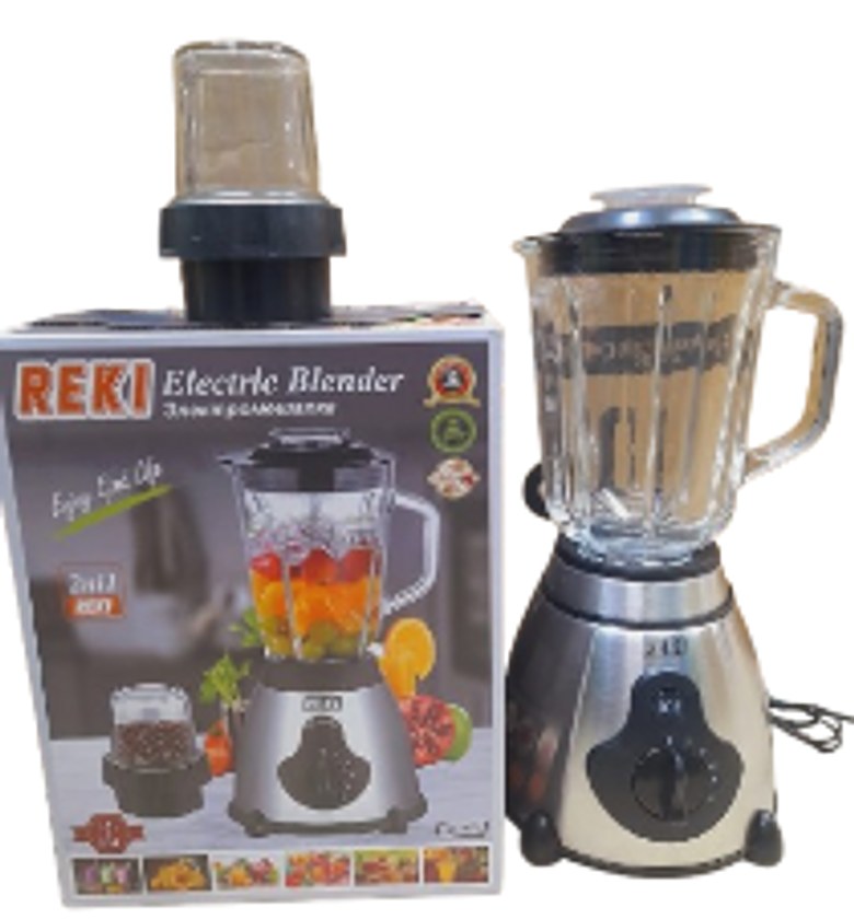 Blender. REKI 2-in-1 Electric Blender with Grinder - 500W Multi-Function Kitchen Appliance with Glass Jar image