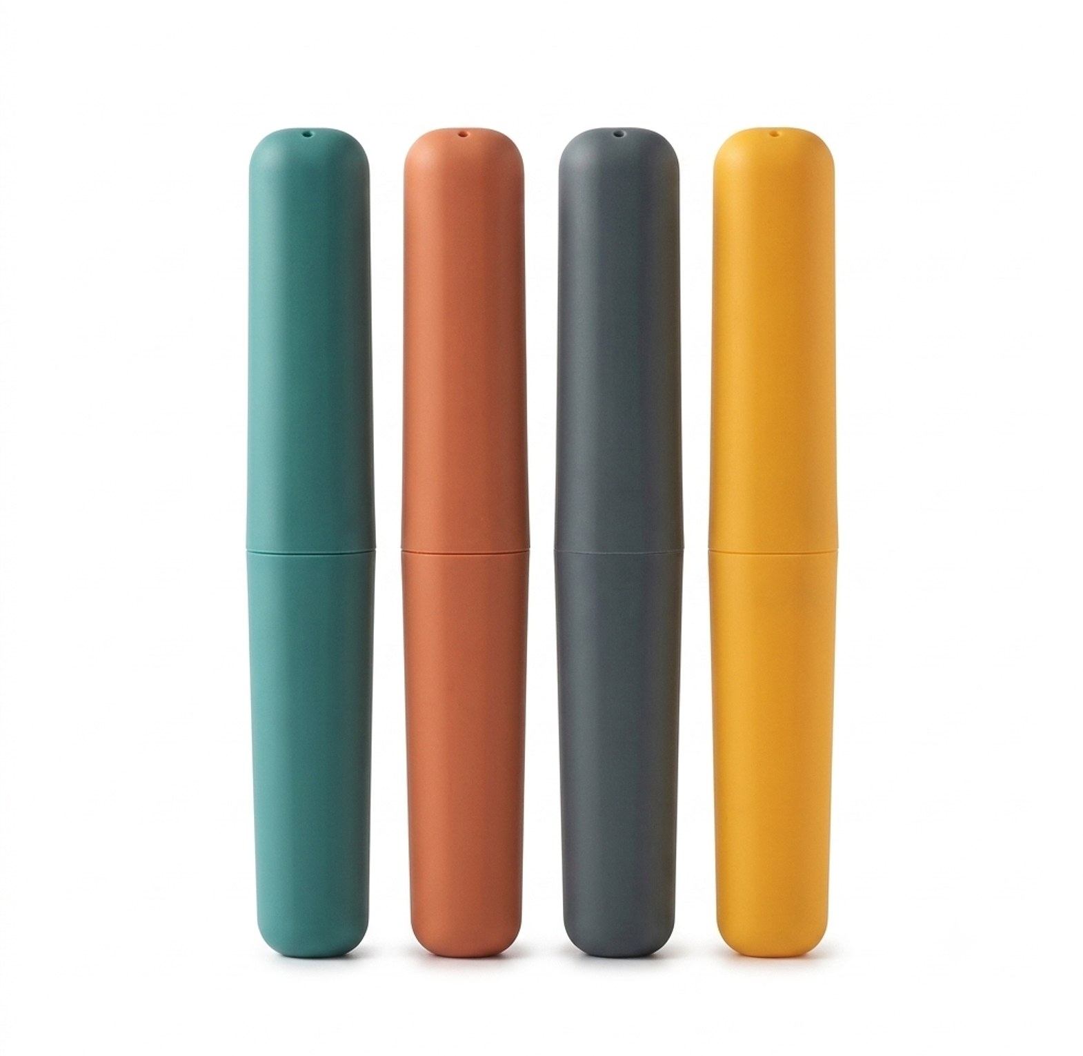 Portable Travel Toothbrush Holder Case Set 4-Piece Pack - Slim Dustproof Hygiene Storage Covers for Home, School & Travel image