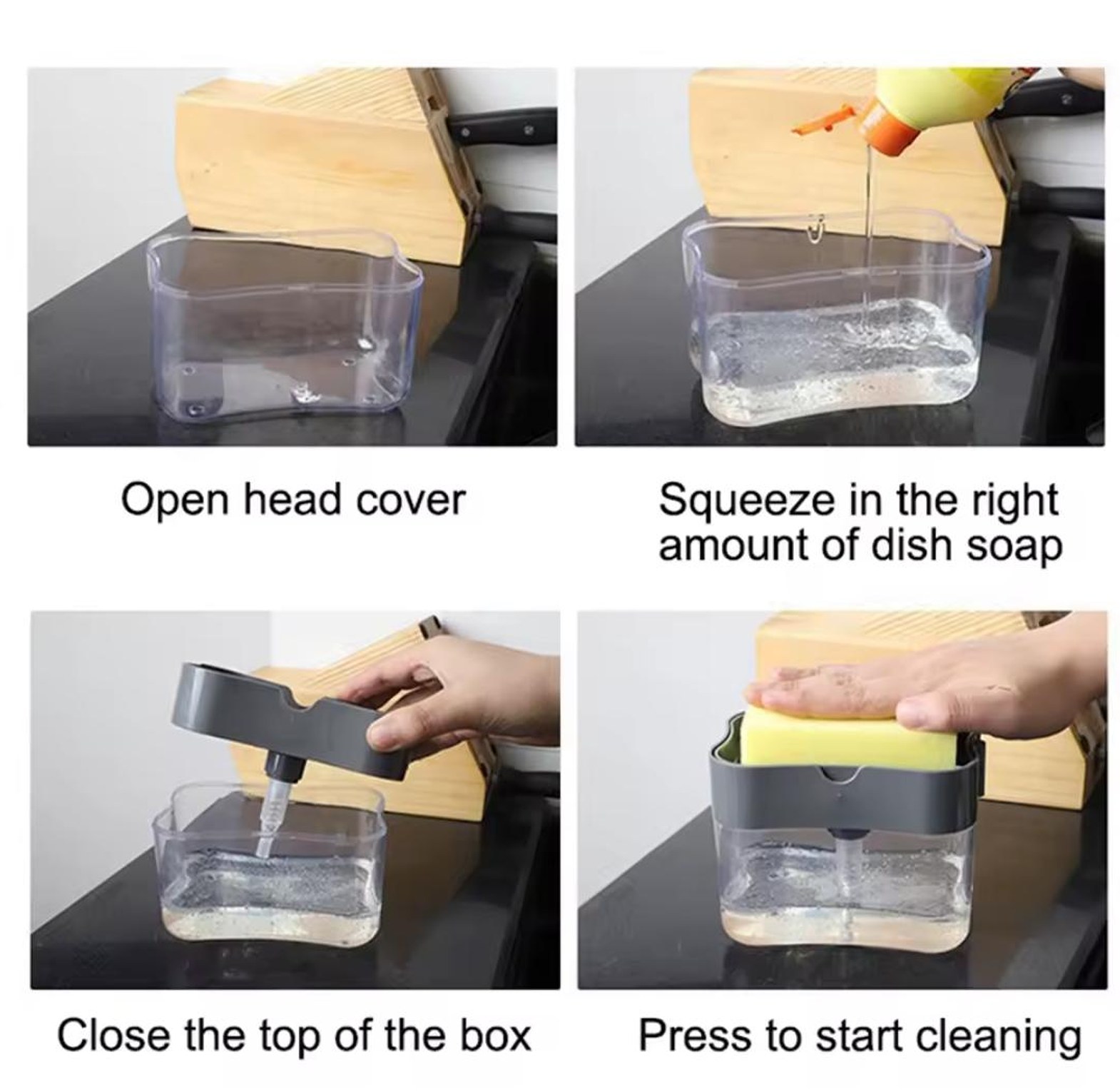 2-in-1 Dishwashing Liquid Soap Dispenser Pump and Sponge Holder Organizer – Kitchen Sink Countertop Space Saver image