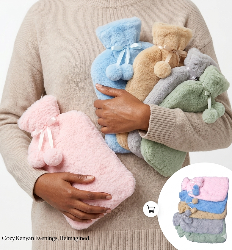 Premium Plush Hot Water Bottle with Removable Fur Cover for Cramp Relief & Warmth – Cozy Hot Water Bag image