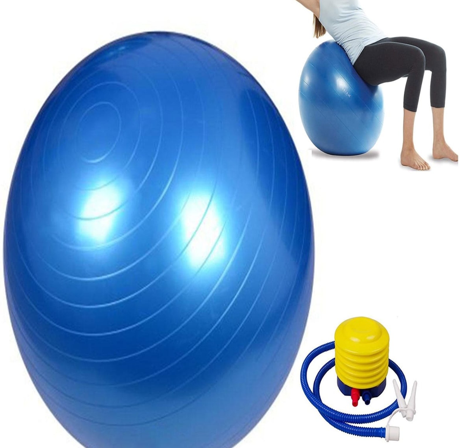 Anti-Burst Exercise Stability Ball with Foot Pump – Yoga, Pilates, Core Training & Balance Fitness Ball 65cm/85cm image