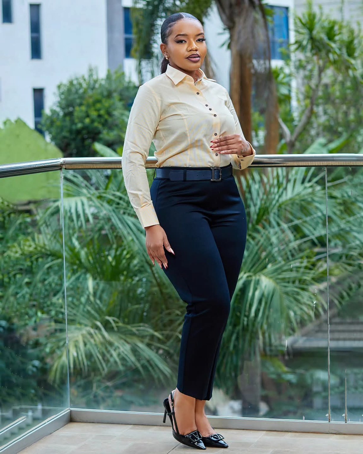 Elegant Navy Blue Women’s Trousers image