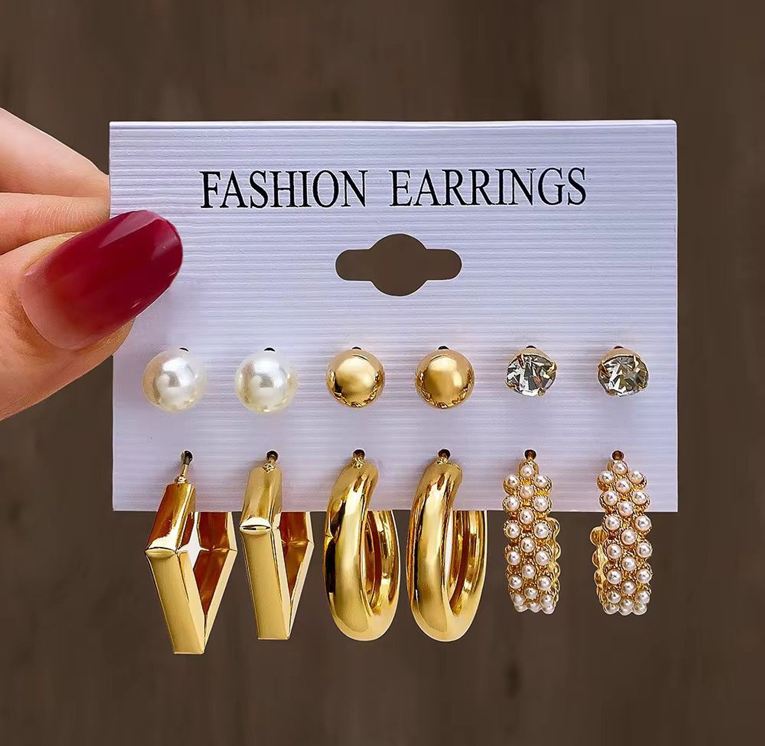 The Geometric & Pearl Gold-Tone Earring Collection image