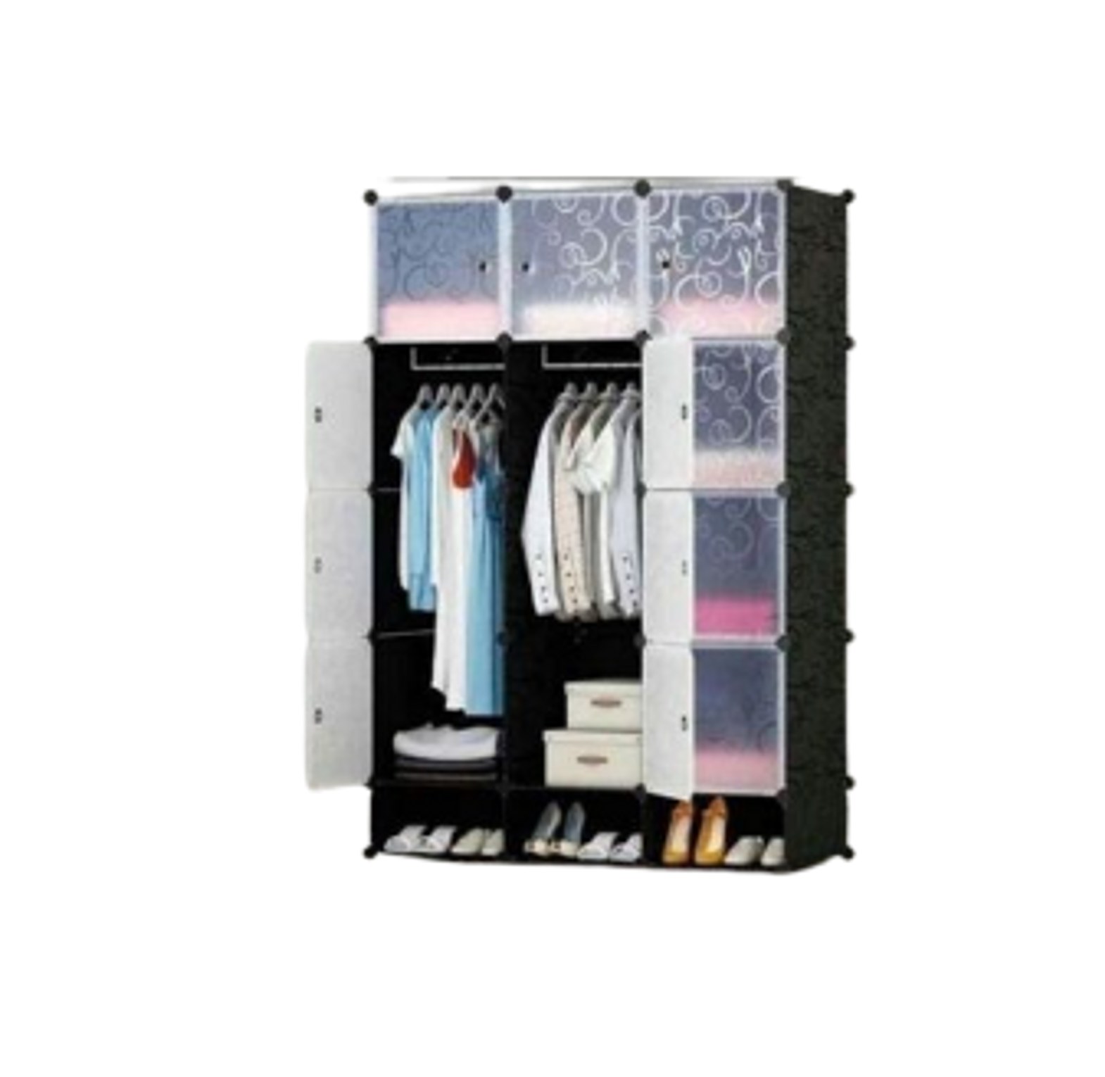 Modern Heavy Duty Portable 3-Column Plastic Wardrobes. image