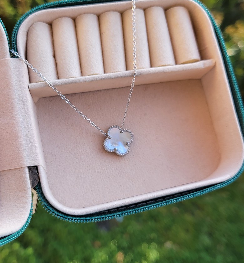 White silver necklace  image