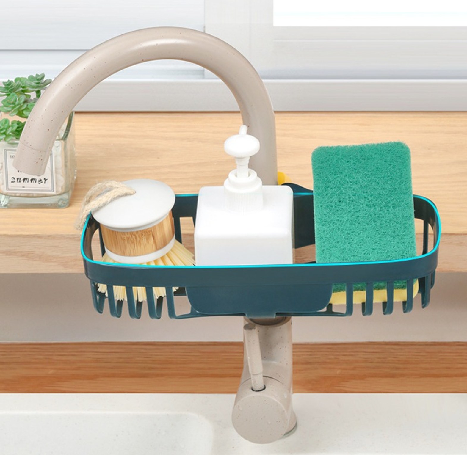 Kitchen Faucet Rack with Drain Basket image
