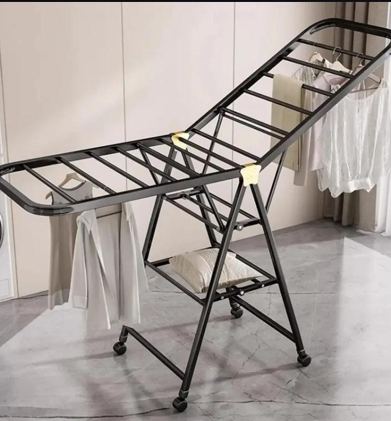 sturdy floor-standing folding clothes drying rack  image