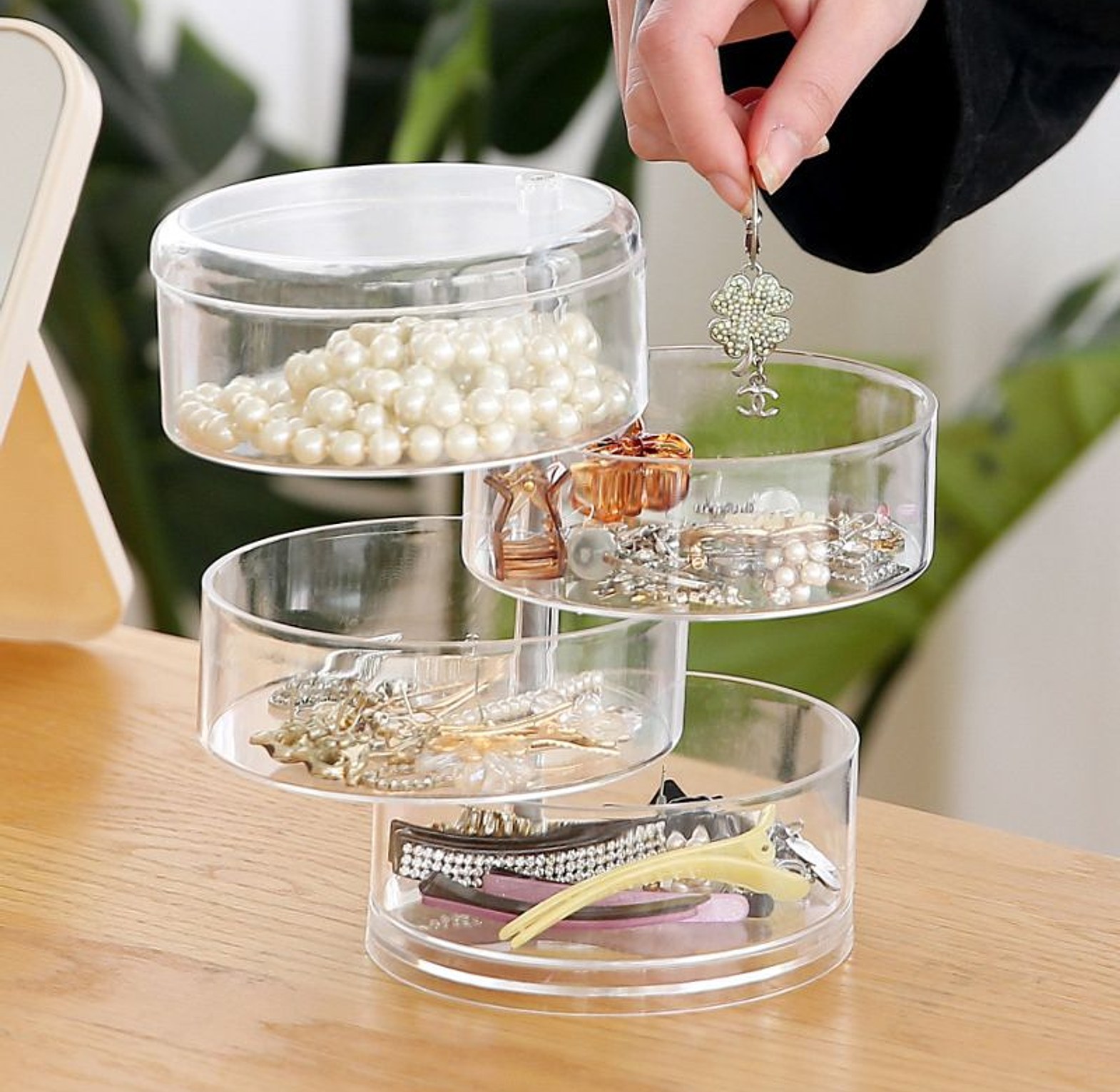 Transparent Rotating Jewelry Box Three-layer image