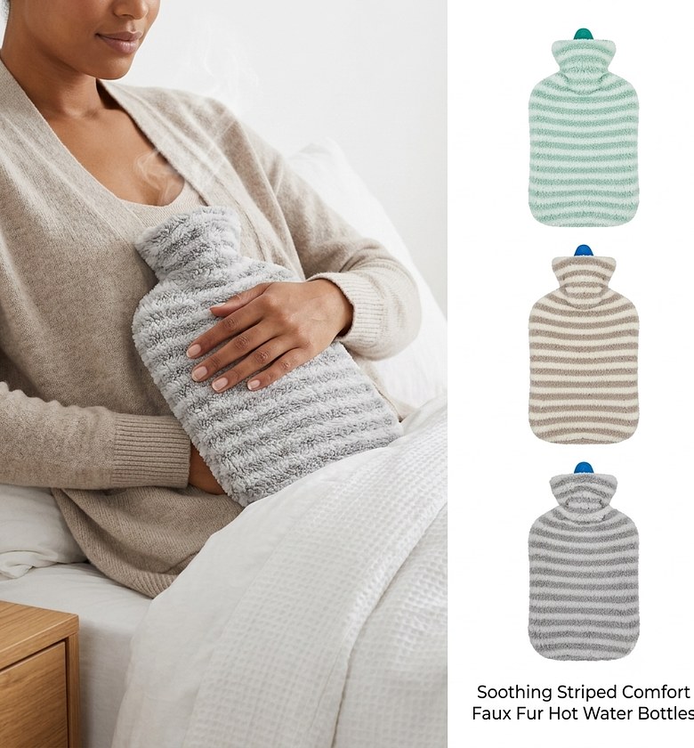 2L Hot Water Bottle with Premium Ribbed Faux-Fur Cover for Pain Relief and Warmth - Durable Leak-Proof Design image