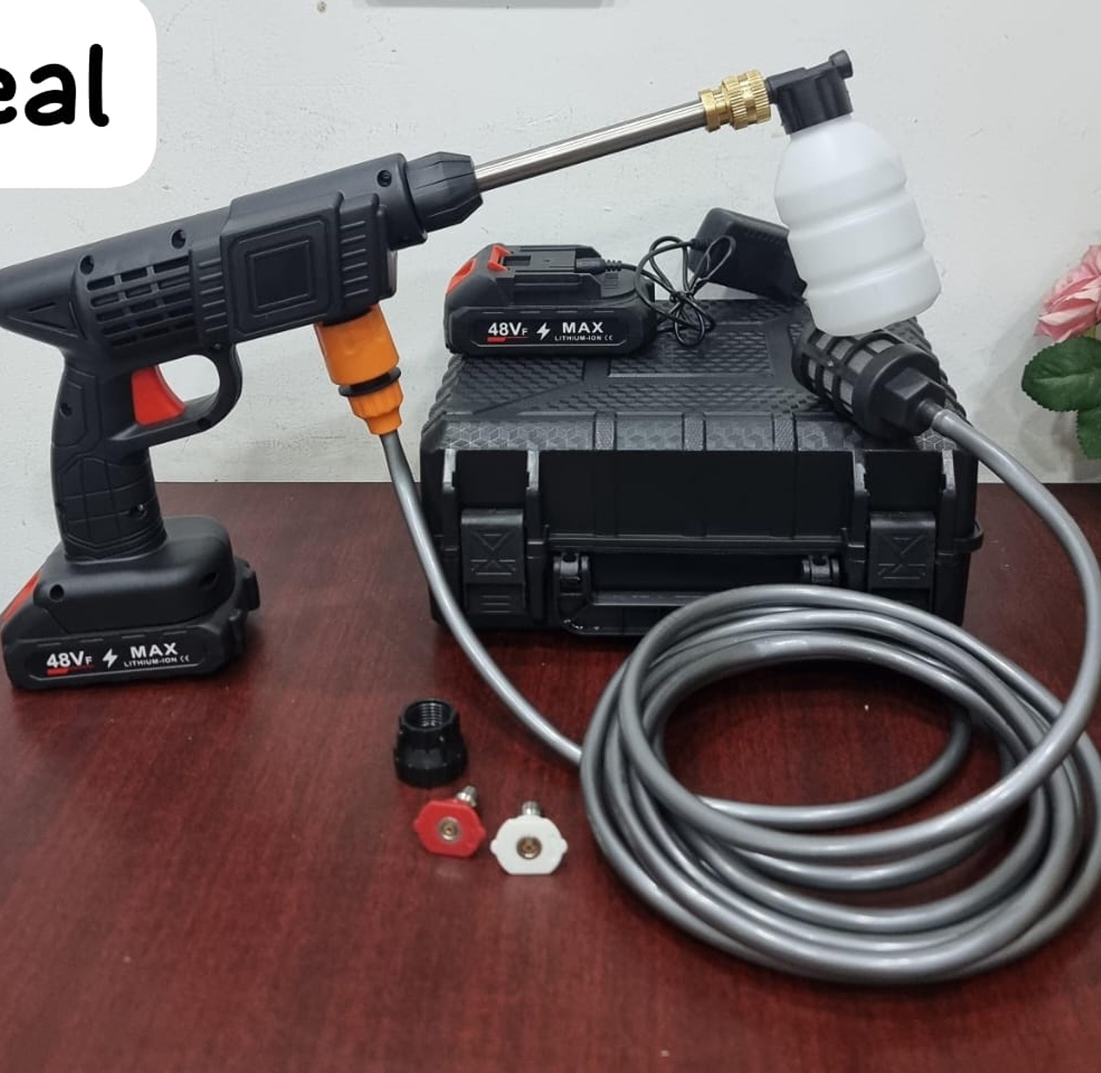Portable Cordless High Pressure Car Washer Gun with 2x 96VF Rechargeable Batteries and Carry Case - Heavy Duty Jet Wash  image