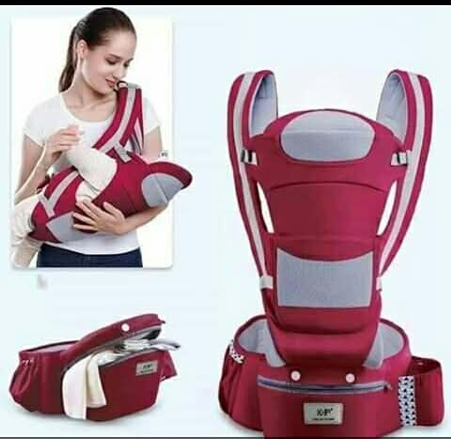 HIPSEAT BABY  CARRIER. Ergonomic Baby Carrier Infant Baby Hipseat Carrier 3 In 1 Front Facing Backpack Kangaroo Baby Wrap image