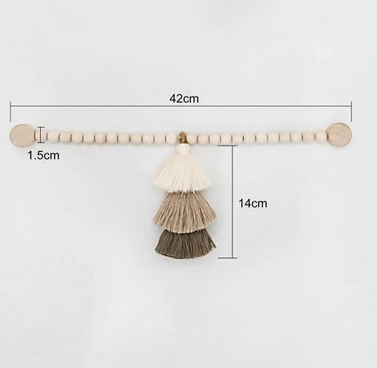 Magnetic curtain tie backs with wooden beads and tassel  2 pcs image