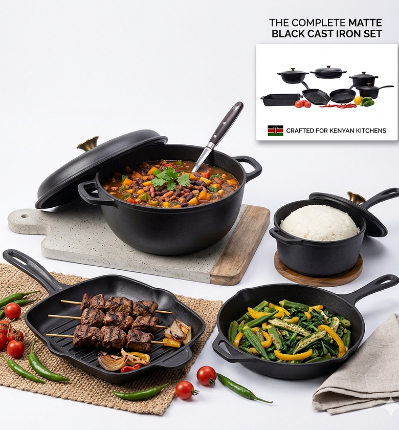 11-Piece Heavy Duty Enamel Cast Iron Cookware Set with 4 Lids, Non-Stick Induction Friendly Pots & Grill Pan image