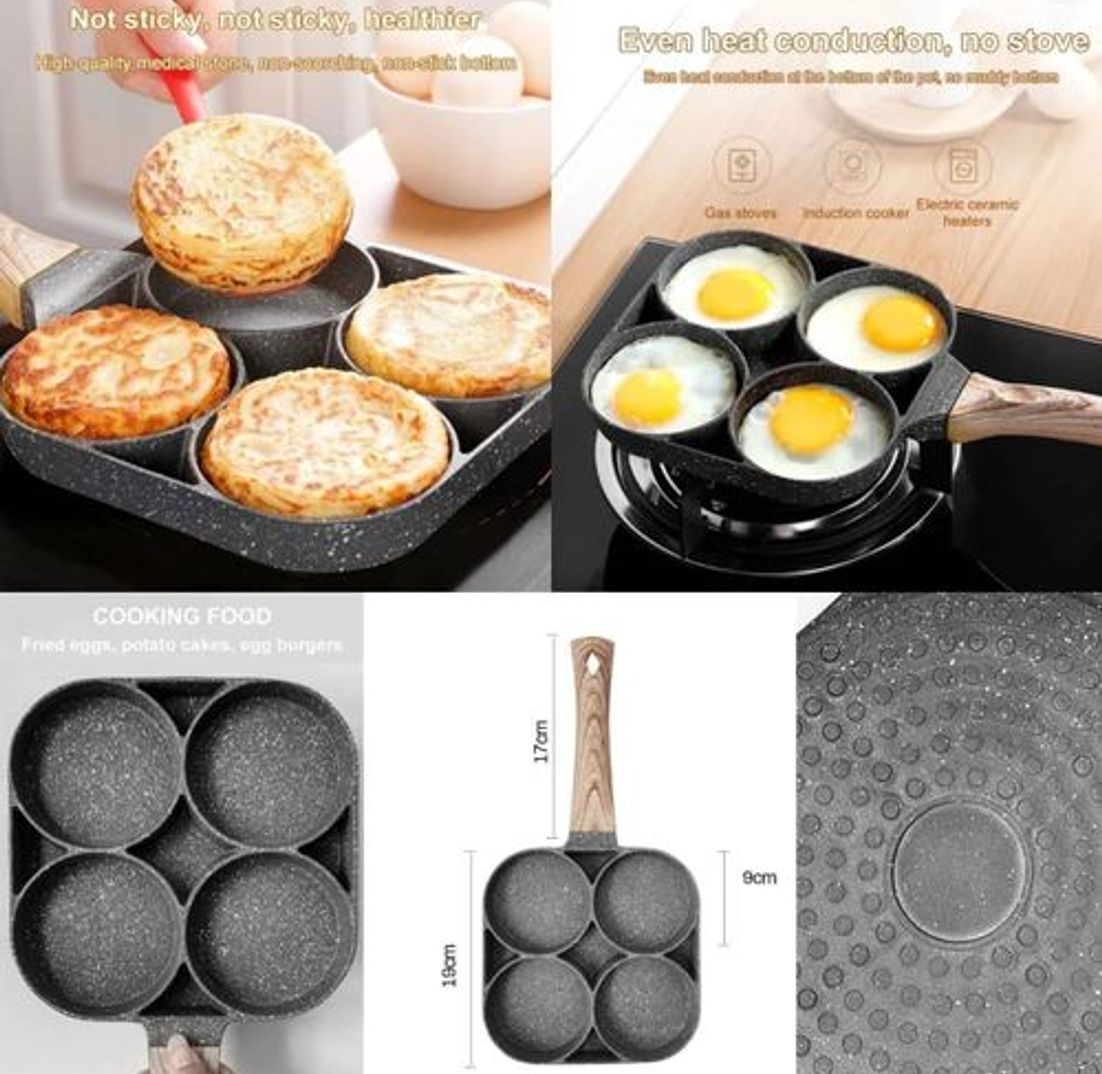 High Quality Heavy Granite Non-stick 4 Slot Pancake/egg Pan. image
