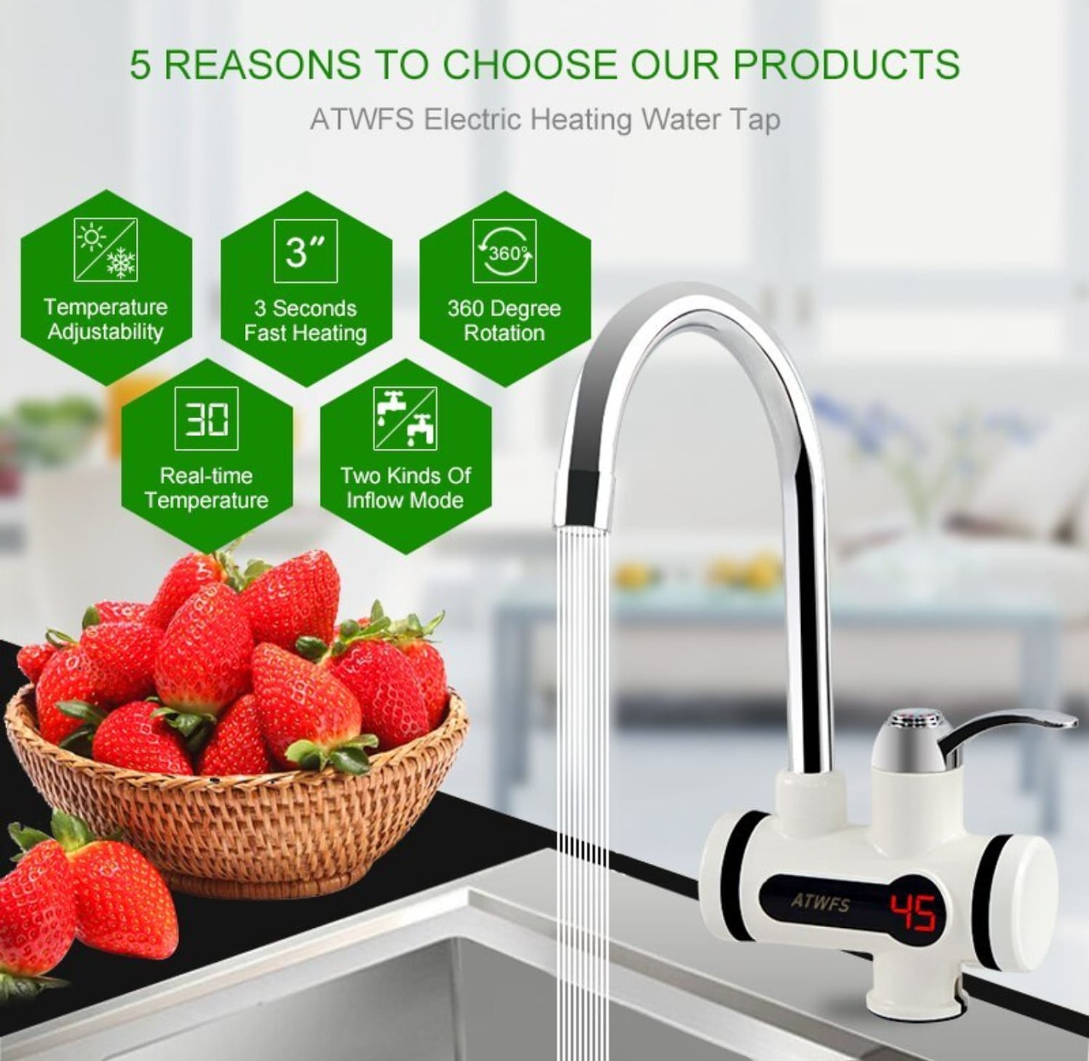 110V 3000W Digital Instant Water Heater Faucet image