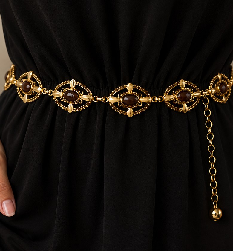Vintage Gold Stone Waist Belt image
