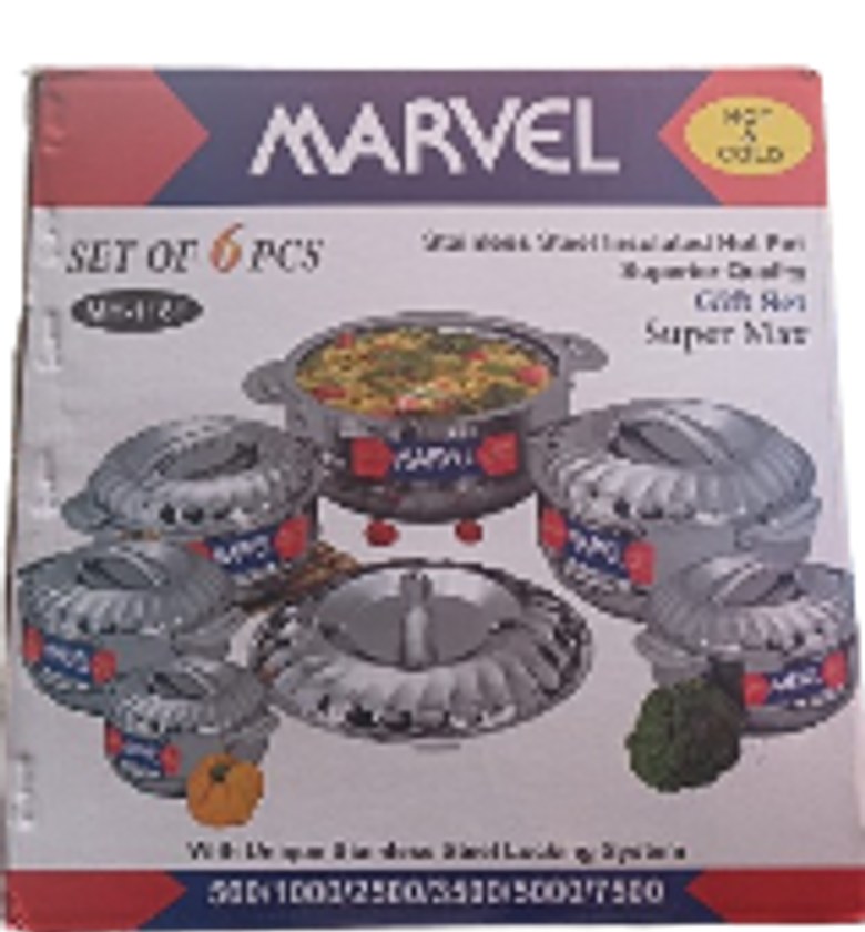 Marvel Hotpot Set Of 6. 6pcs Stainless Steel Premium Heavy Gauge Insulated Casserole Hotpots image