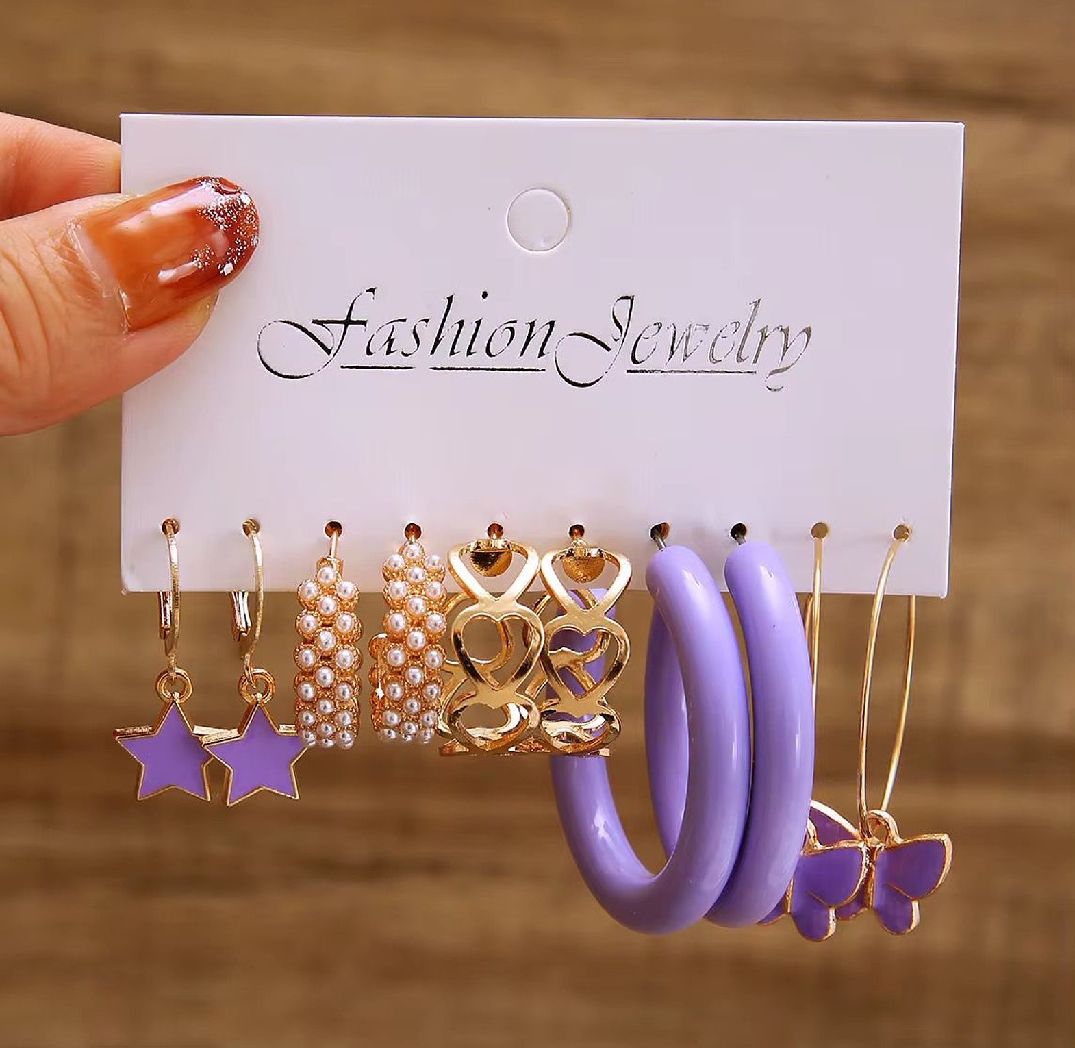 The Lavender & Gold Charm Hoop Earring Collection image
