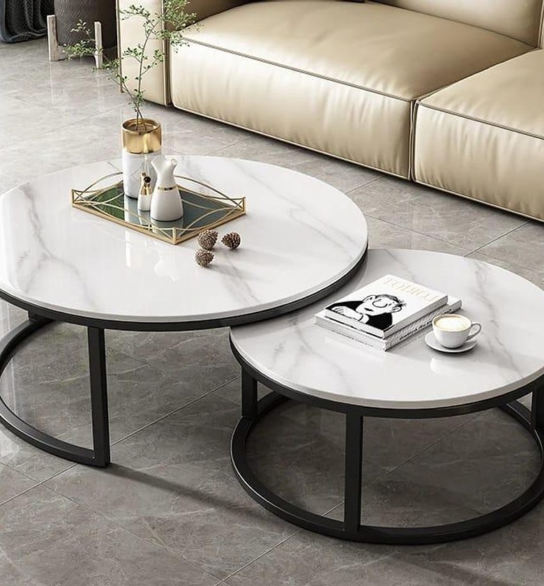 Pure Marble Nesting Table Set – Nordic Luxury (2-in-1) image