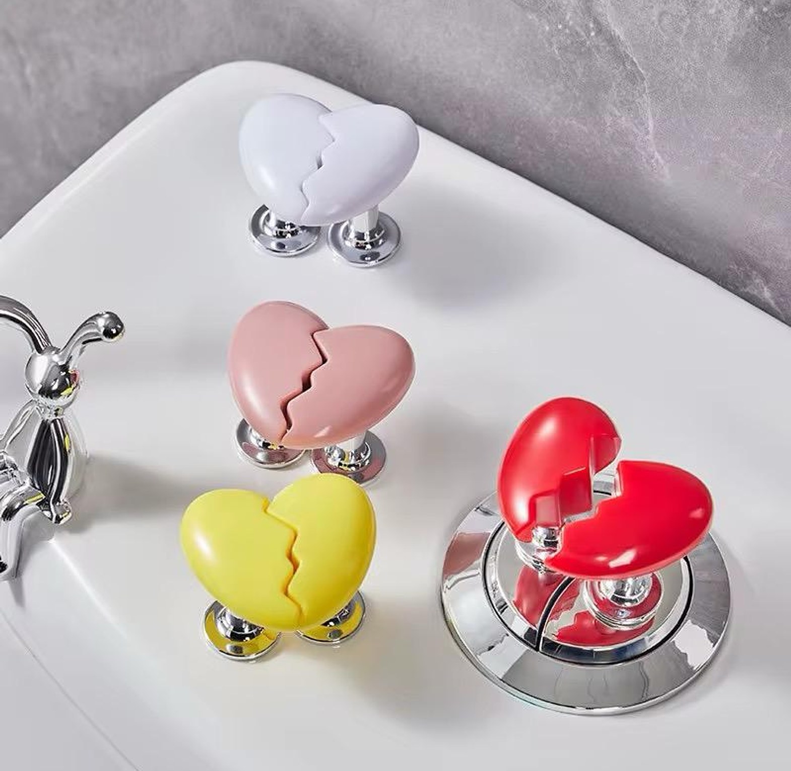 Broken Heart Shape Toilet Flush Button Protector image