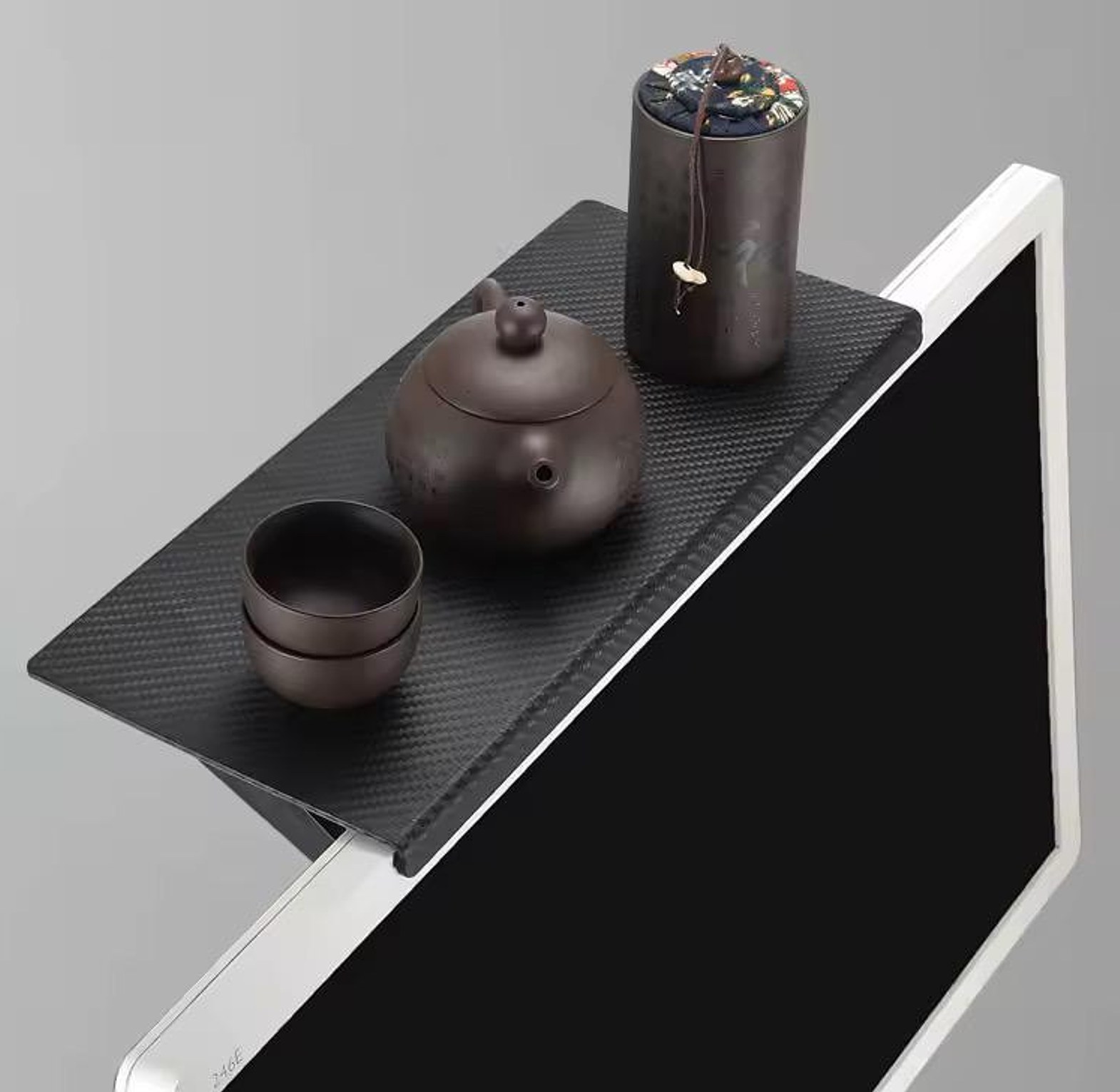 Adjustable TV and computer monitor top storage shelf image
