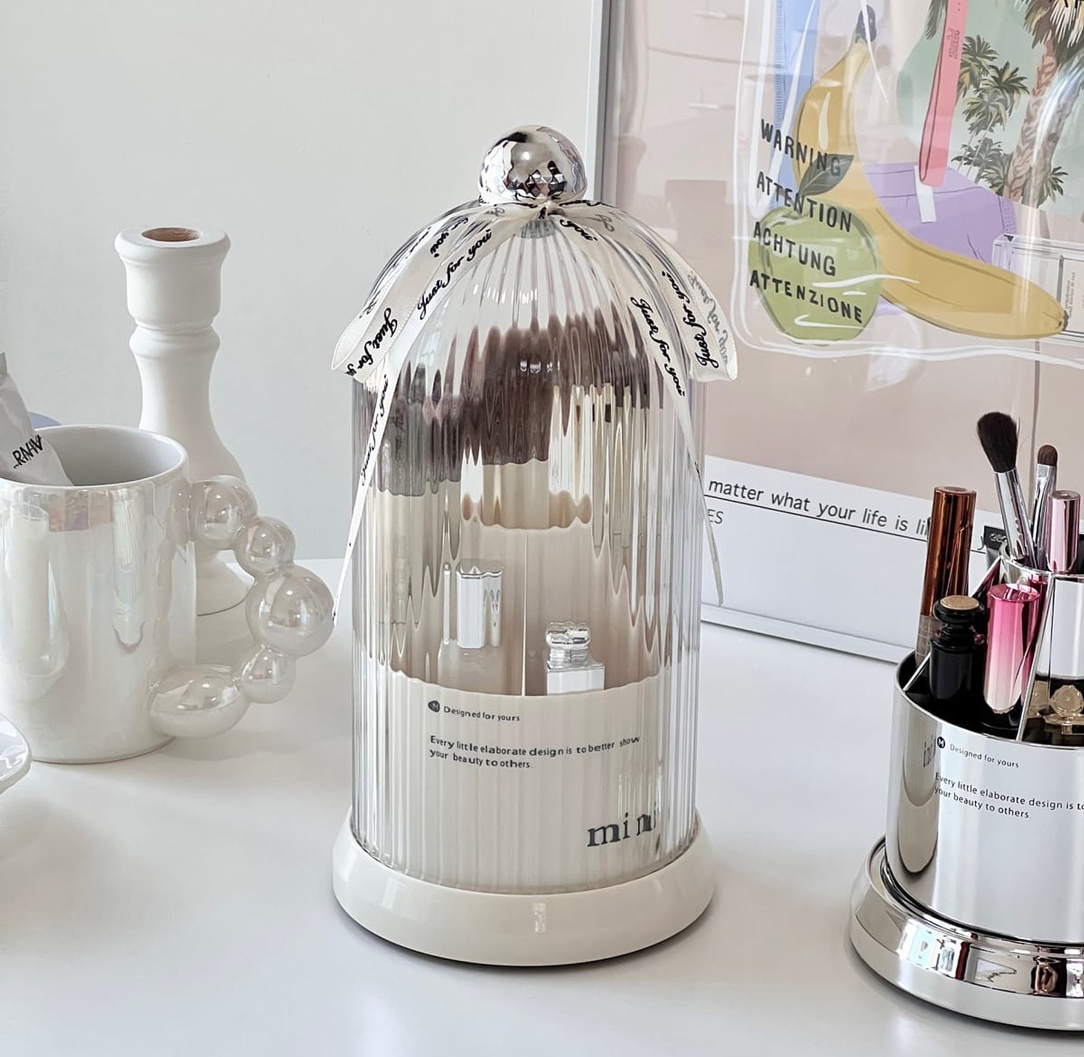 360 Rotating Desktop Makeup Brushes Holder  image