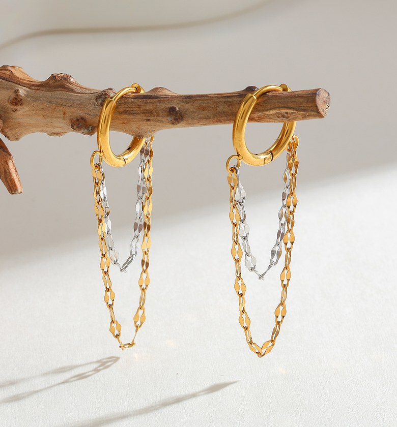 Two tone chain hoops image