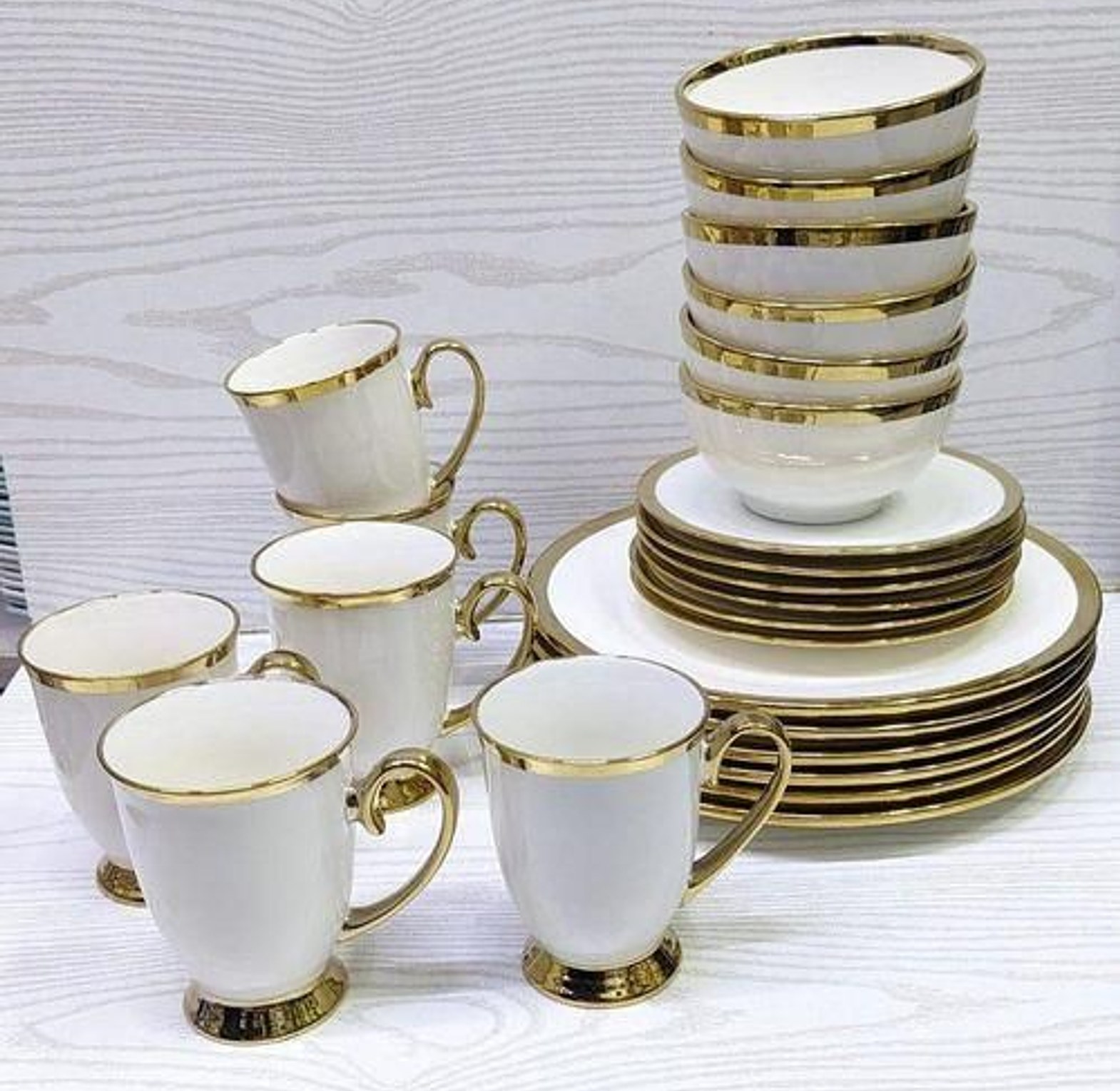 Dinner Set. Generic 24pcs dinner set gold line Stylish Yet Affordable For Every Home image