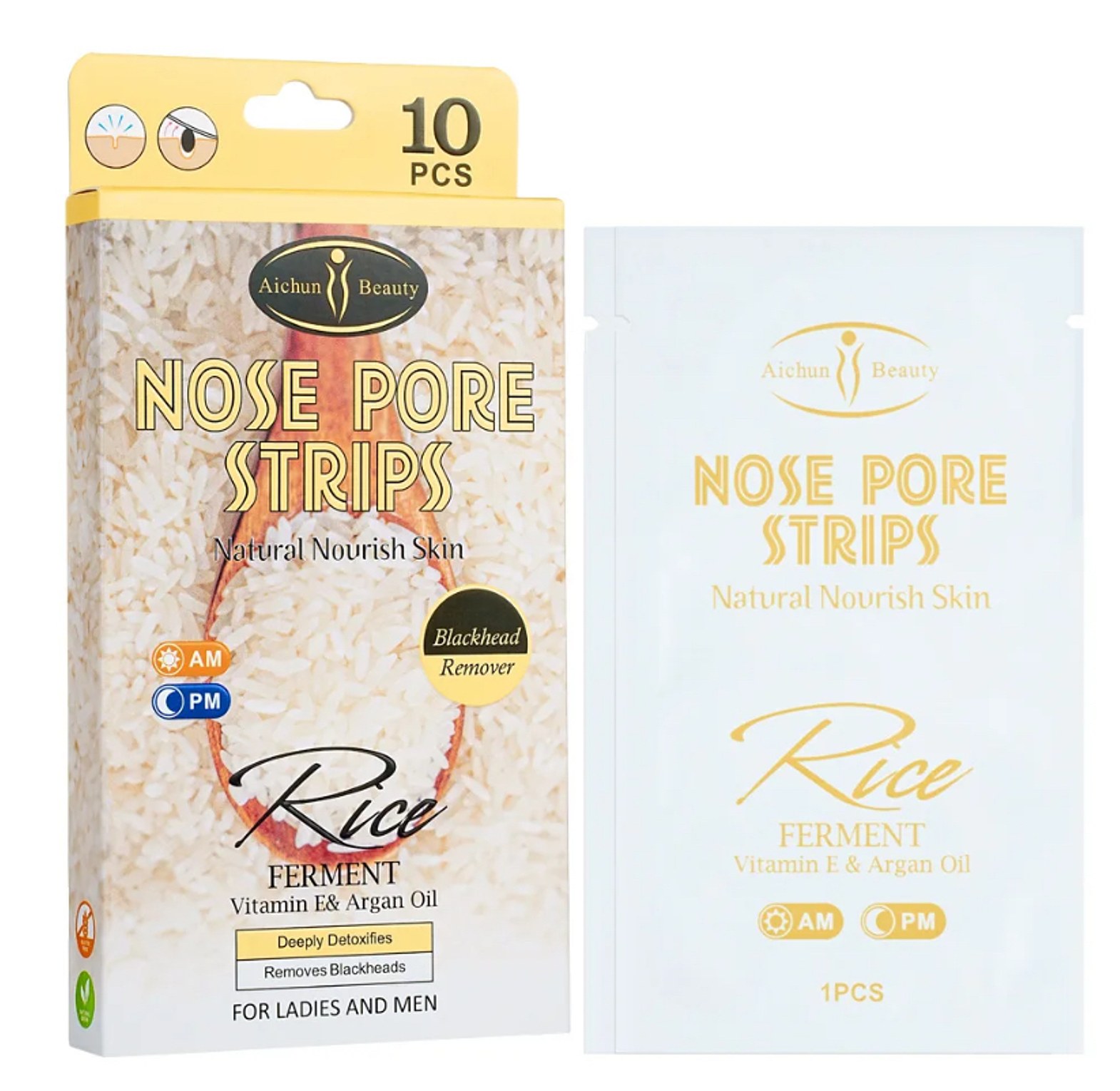 10 pcs Rice extract Nose mask to remove blackheads and whiteheads image