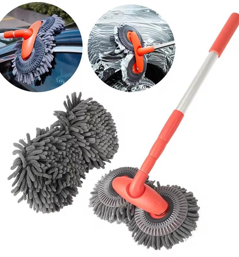 Dual Head Car Wash Mop Brush Extendable Scratch-Free Microfiber Car Cleaning Long Handle Brush for SUVs and Vehicles image