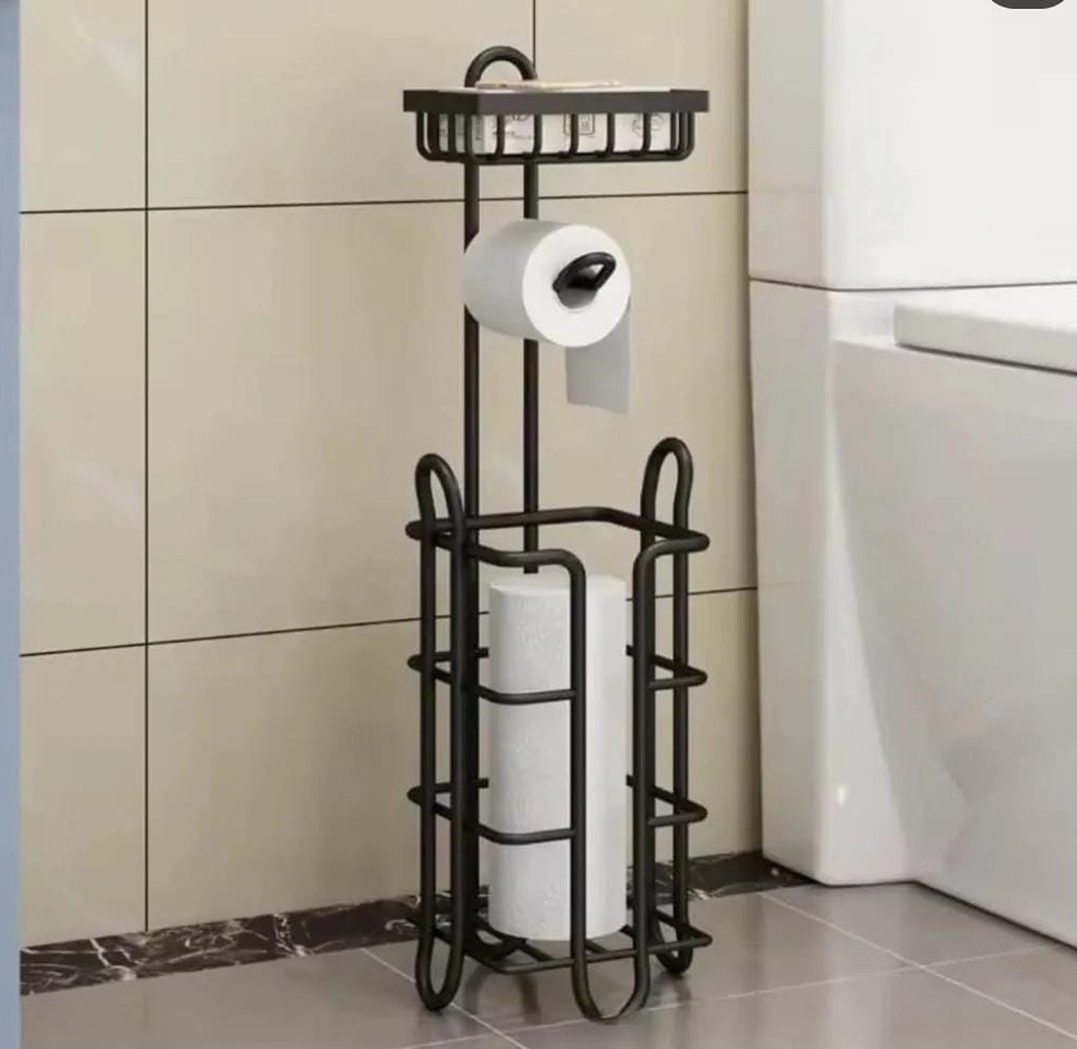 Black Heavy Duty Tissue Holder with Wipes & Phone Holder image