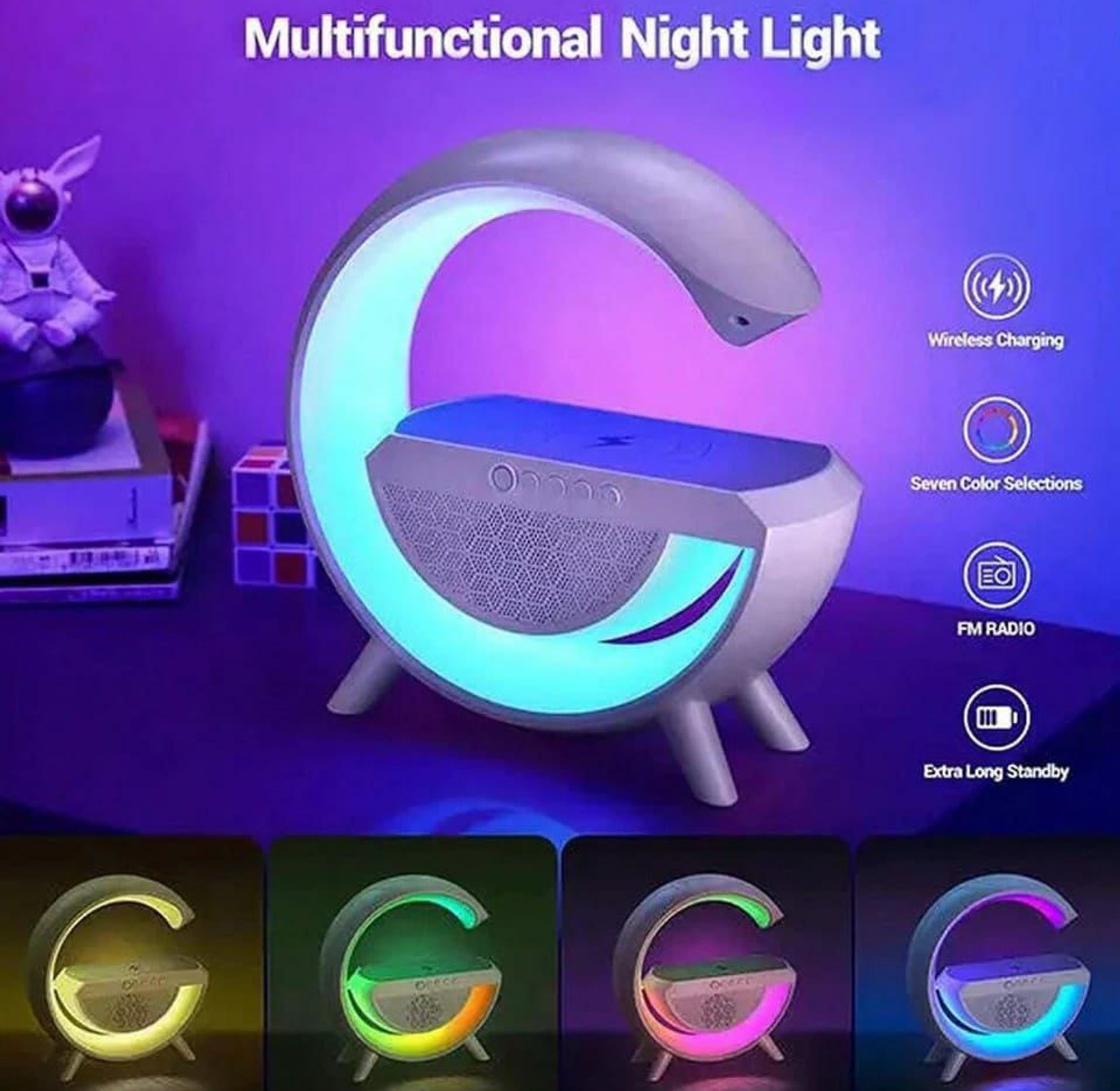 Led Lamp With Bluetooth Speaker and Wireless Charger image