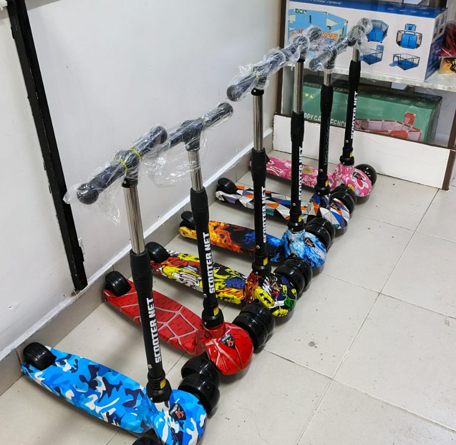 E 3-wheeled Graffiti Kick Scooters for kids. image