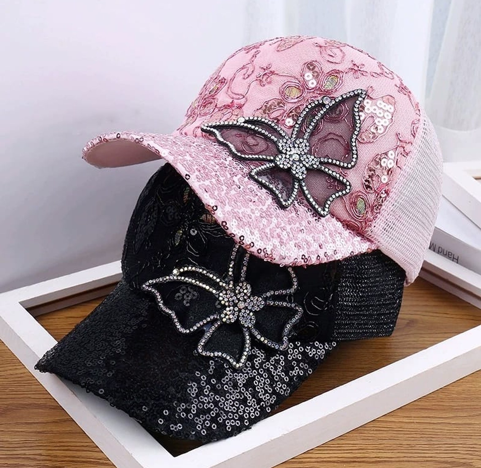 Women’s Mesh Rhinestone Butterfly Baseball Cap image