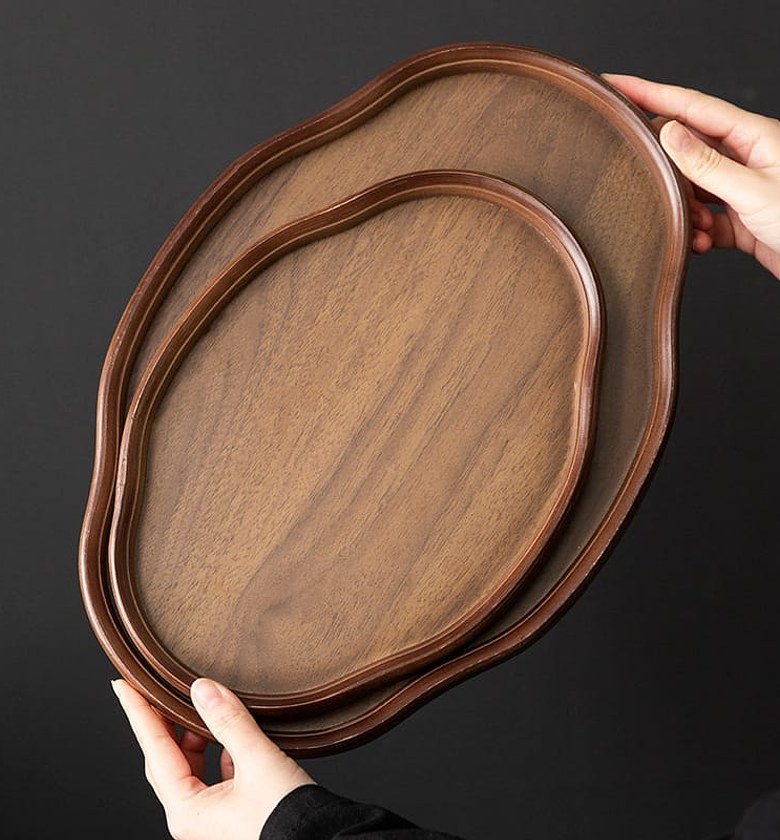 2-Piece Wooden Decorative Serving Tray Set image