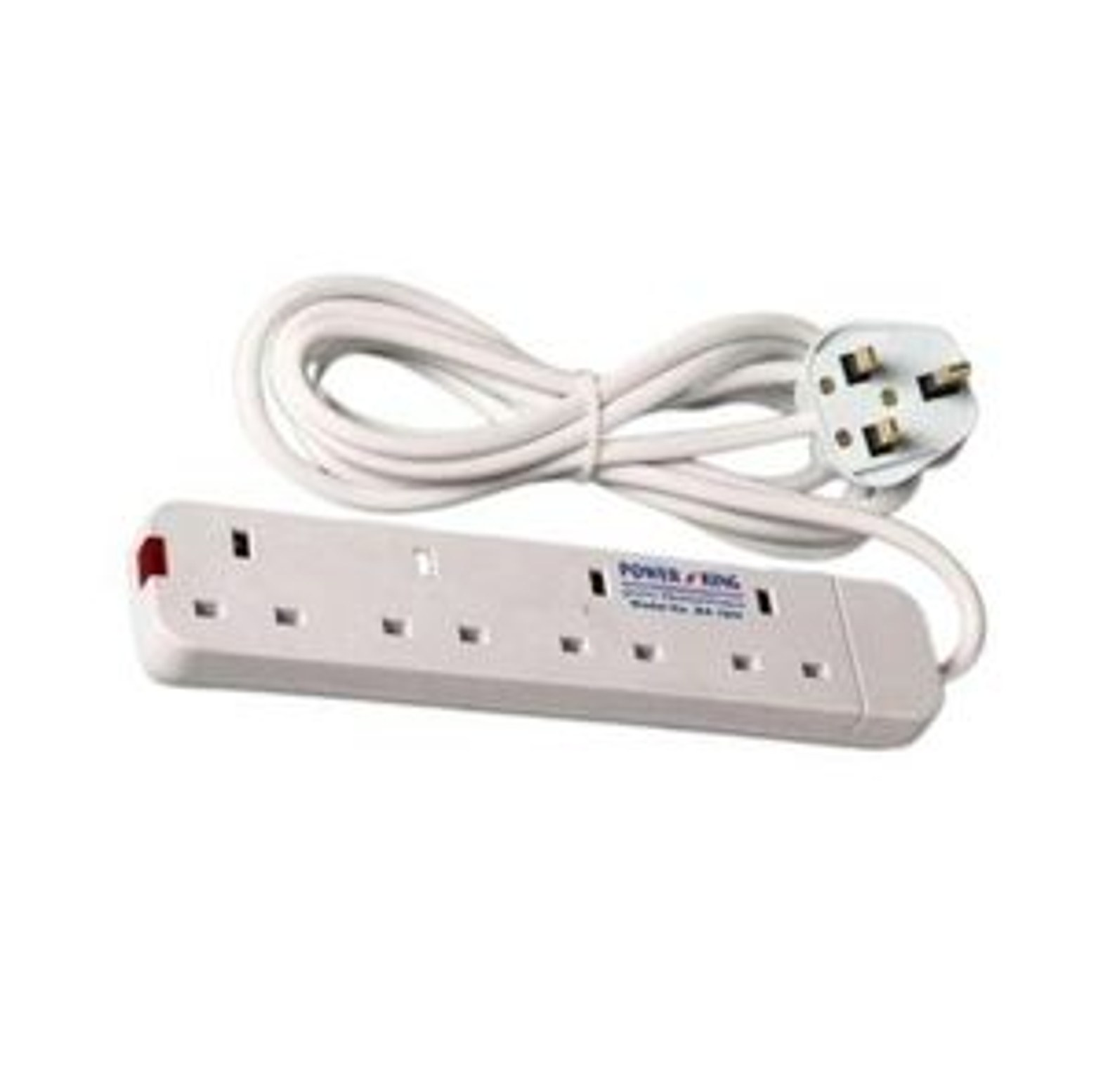 Power King Best 4 Way Power Extension With Long Cable // Power extension - White image