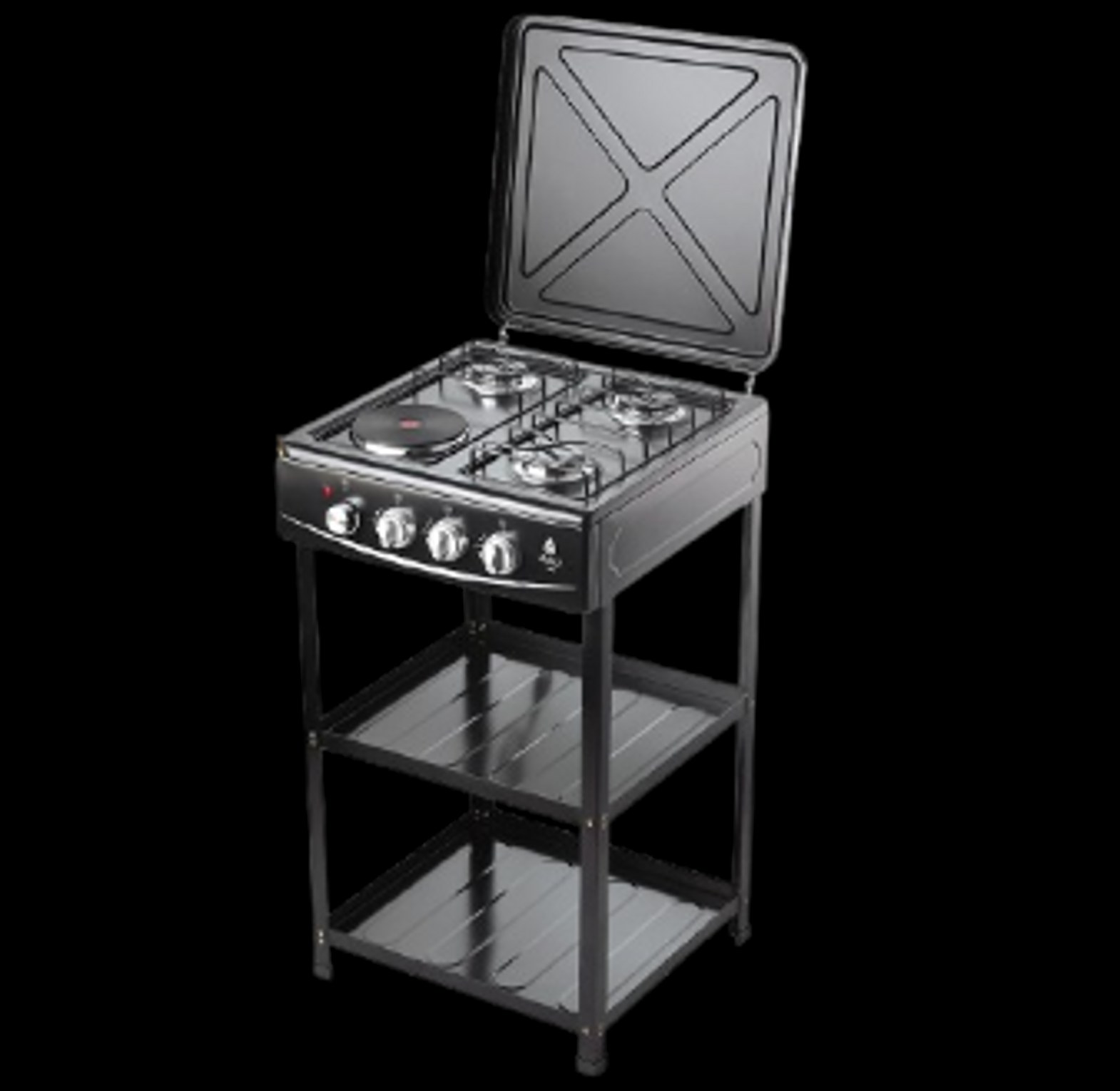 COOKER. Nunix Cooker 3 Gas +1 Electric Plate standing Cooker Plus Shelves image