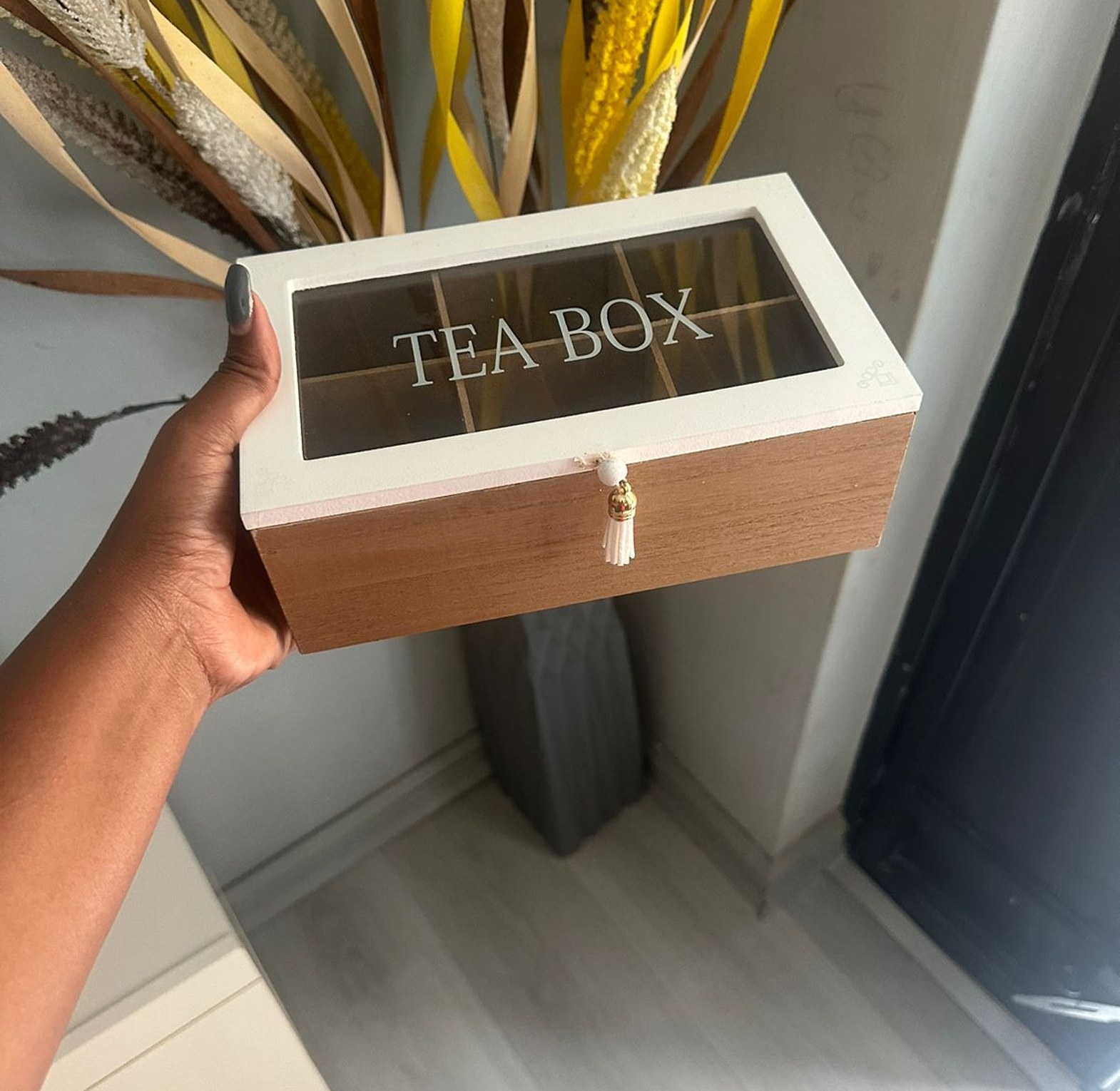 Wooden Tea Bag Holder (Glass Top) image