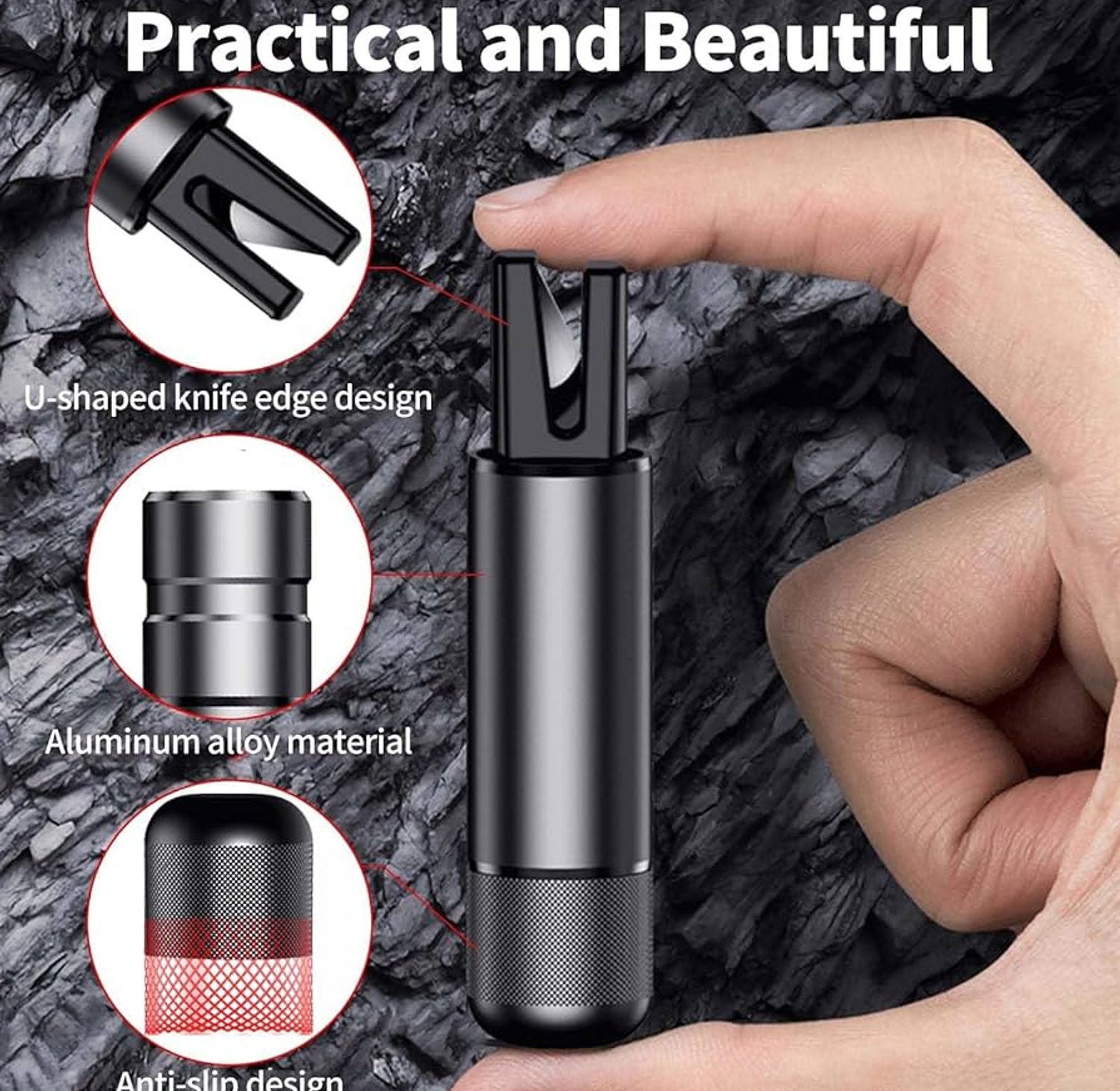 2 in 1 Emergency Car Escape Tool and Window Breaker with Seatbelt Cutter – Premium Alloy Car Safety Rescue Kit image
