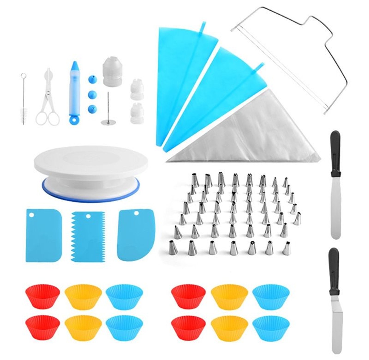 106 Piece Cake Decorating Kit with Turntable Piping Tips and Spatulas Best Baking Tools Set image