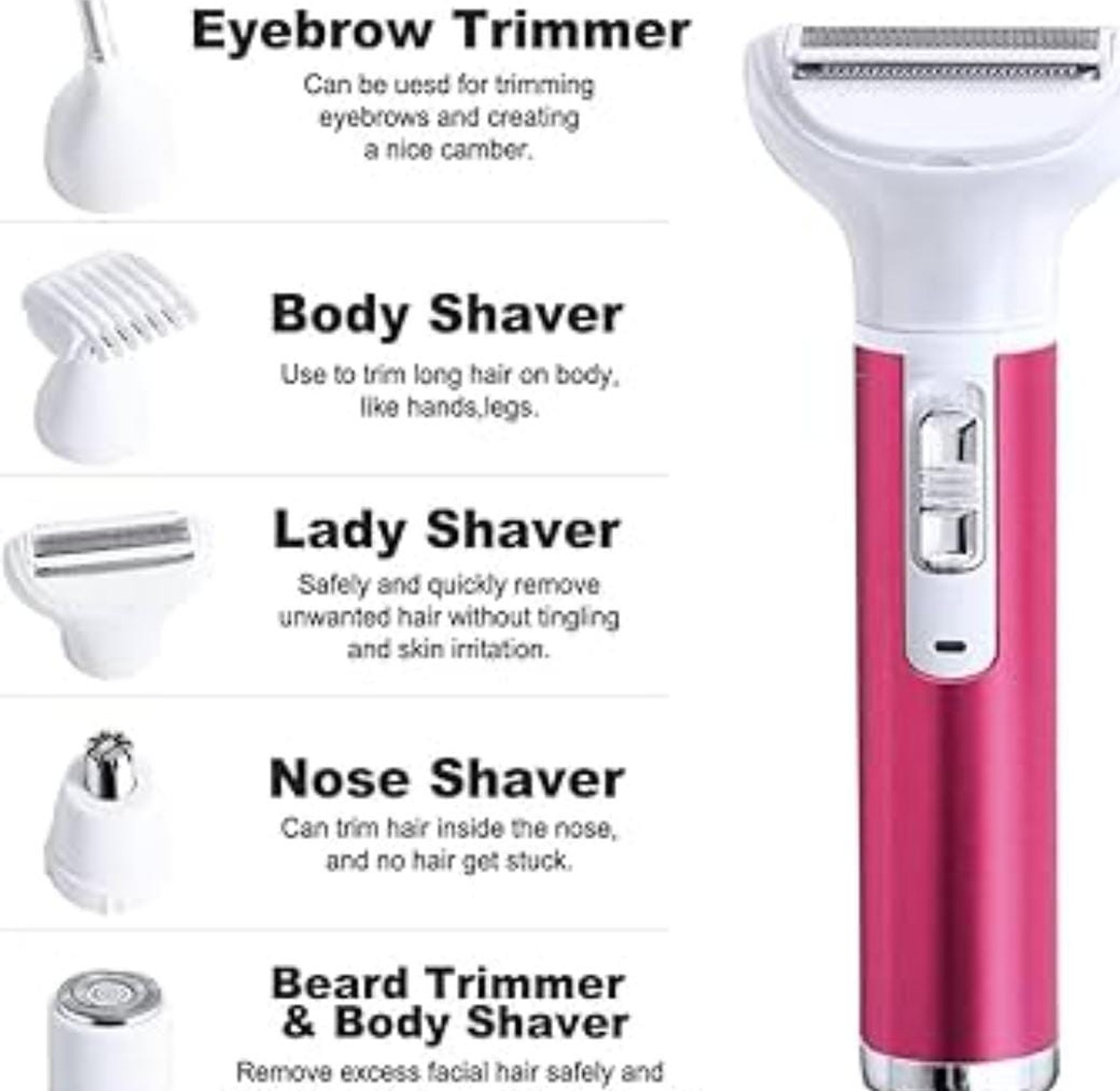 5 in 1 Ladies Electric Shaver, Painless Hair Remover and Eyebrow Trimmer  image