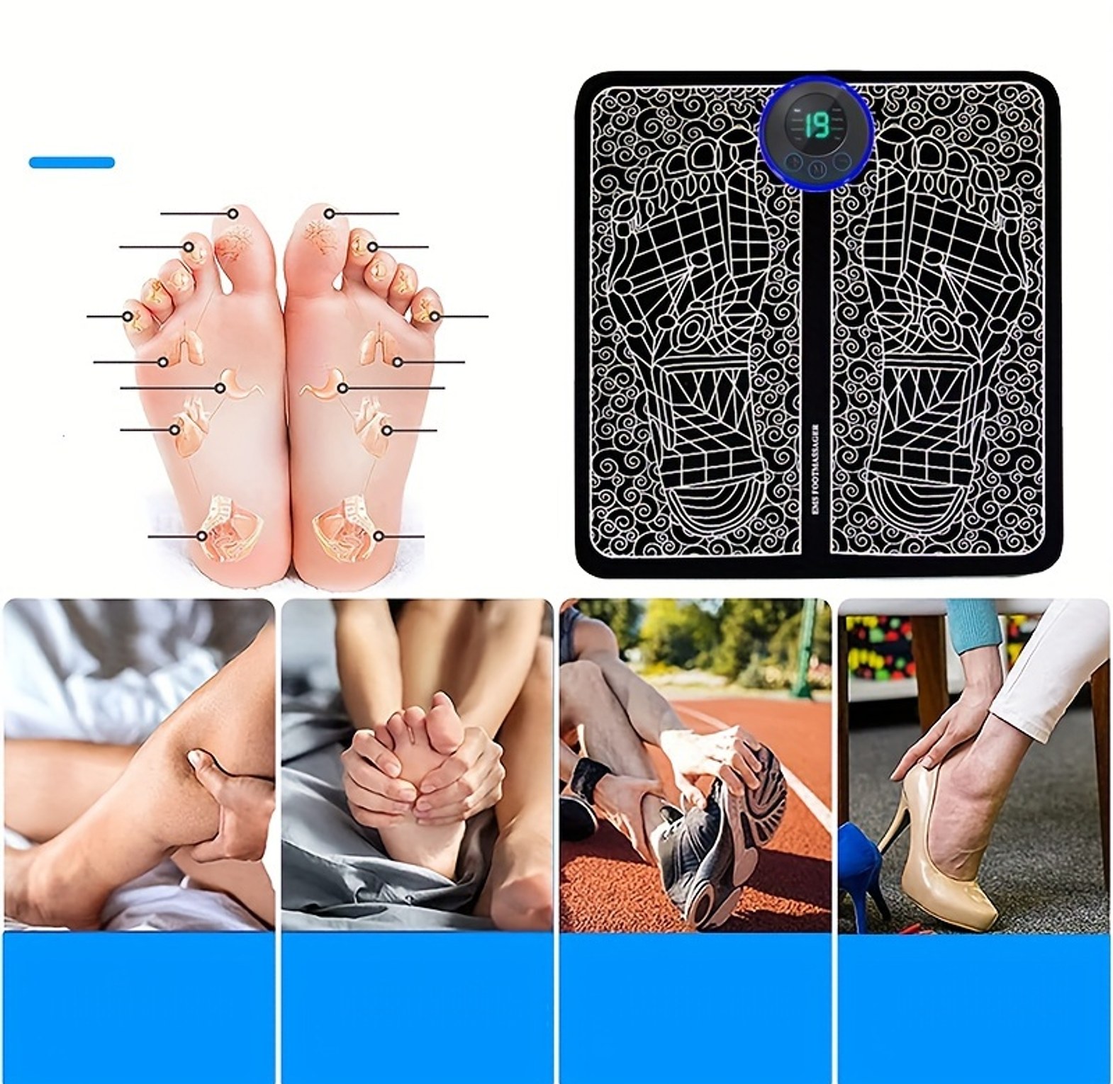 EMS Electric Foot Massager Mat - Portable Circulation & Pain Relief Therapy for Tired Feet image