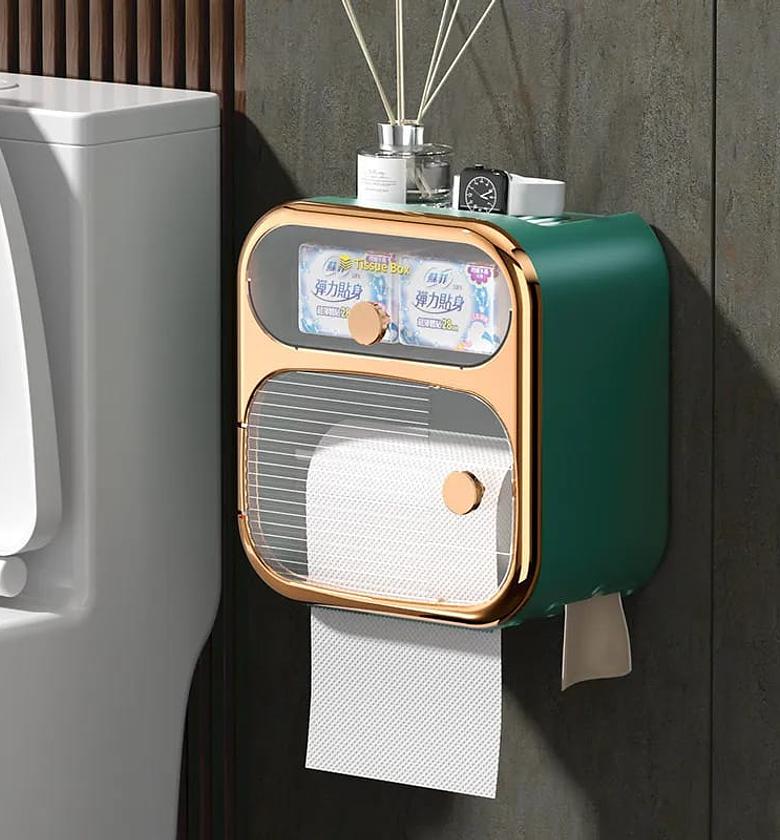 Multifunction 2 Layer Toilet Paper Box Wall-mounted Drawer Storage image
