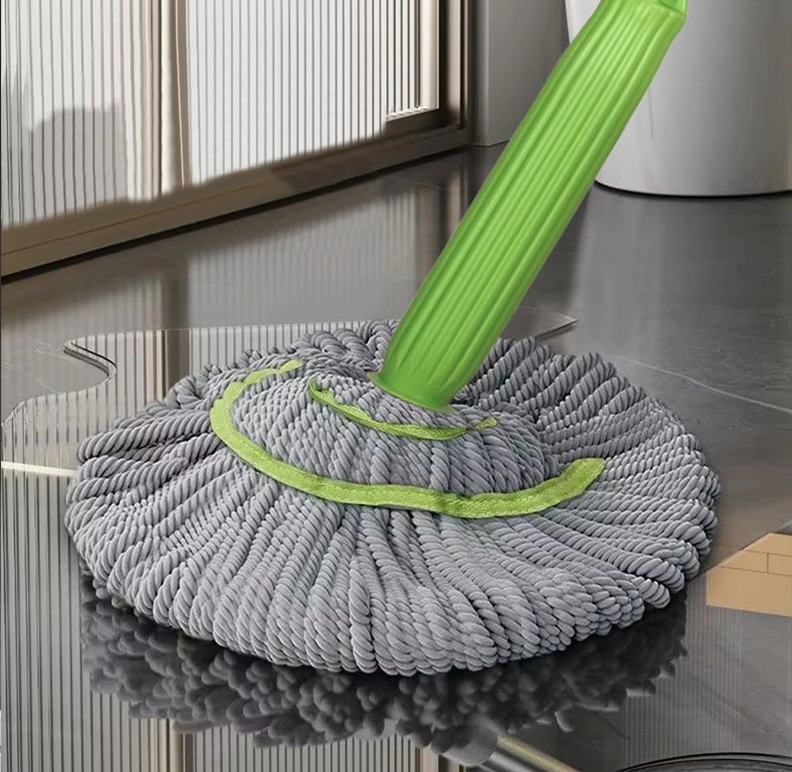 Self Wringing Twist Mop with Built-in Water Squeezer, Ultra-Absorbent Microfiber Floor Cleaner for Homes & Offices image